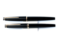 Large 1960s Black Resin MONTBLANC No.34 14K 585 Gold Flexible EF Nib Piston Fountain Pen