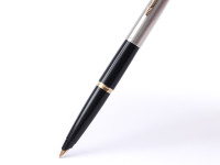 1960s Made in England PARKER 45 Black & Stainless Steel X Extra Fine 14K 585 Nib Fountain Pen