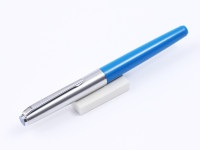 1973 4th Generation Pelikan Pelikano P460 Blue & Steel Cap EF Steel Nib Cartridge Fountain Pen