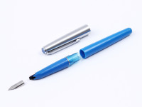 1973 4th Generation Pelikan Pelikano P460 Blue & Steel Cap EF Steel Nib Cartridge Fountain Pen