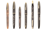 Stunning Rare 1940s-50s Italy's ANCORA Lusso - Blue Sapphire Marbled Celluloid w/ 14K Super Flex EF Nib Piston Fountain Pen