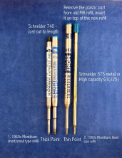 Vintage Montblanc Ballpoint Pens Giant Refill conversion with new refill