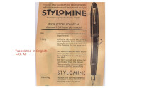 NOS True Time Capsule - Lost Brand of France - 1930s Stylomine Hard Rubber Lever Filling Fountain Pen w/ 18K Super Flex EF Hearthole Nib