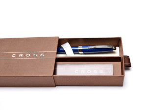 Cross Aventura Dark Starry Blue Stainless Steel M Medium Nib Converter/ Cartridges Fountain Pen in Box + 2 Cartridges