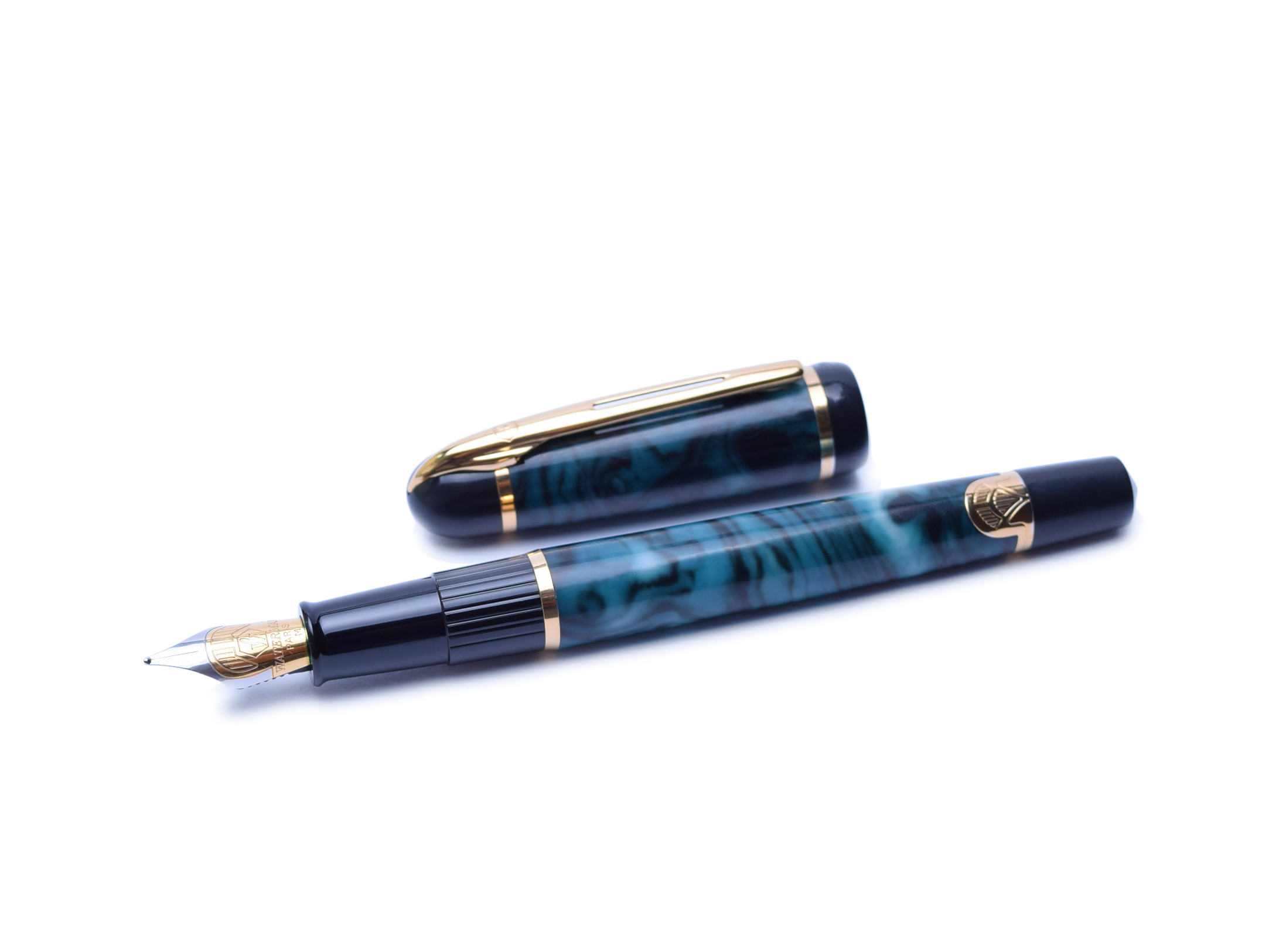1990s Waterman Phileas Made in France Green and Gold M Two Tone
