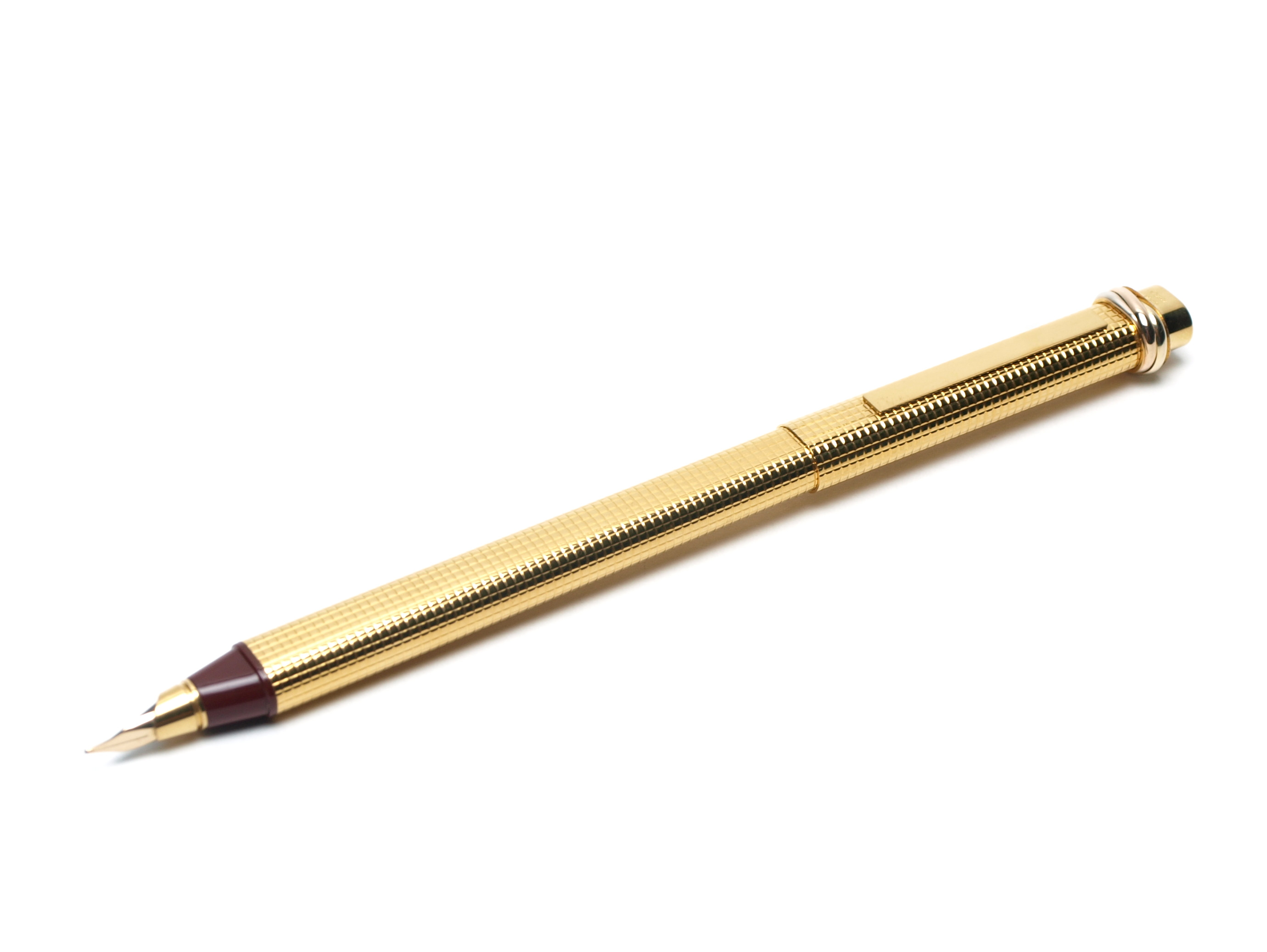 Les Must De CARTIER Vendome Crosshatch Cisele Trinity Ring 18K
