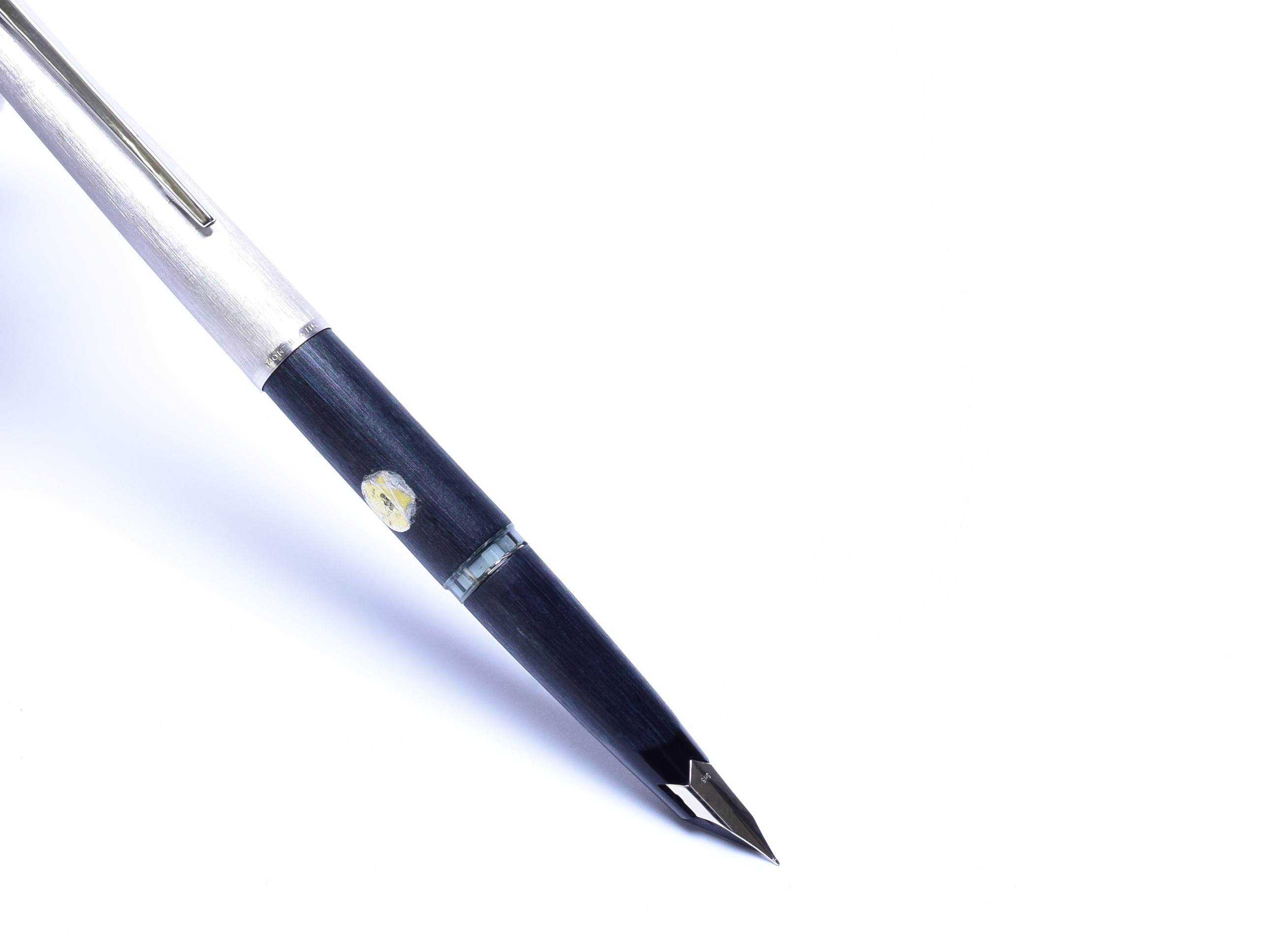 1960s MONTBLANC No.225 Matte Grey Brushed Silver 14K White Gold F