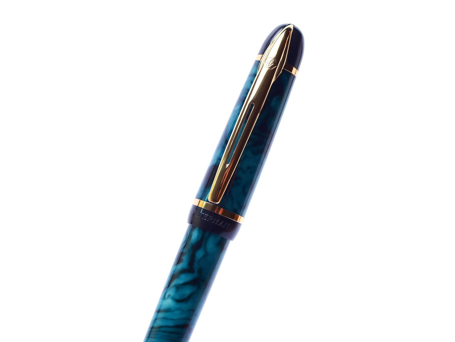 Waterman Phileas  Ballpoint Pen Marble Blue & Gold  In Box Mint * 