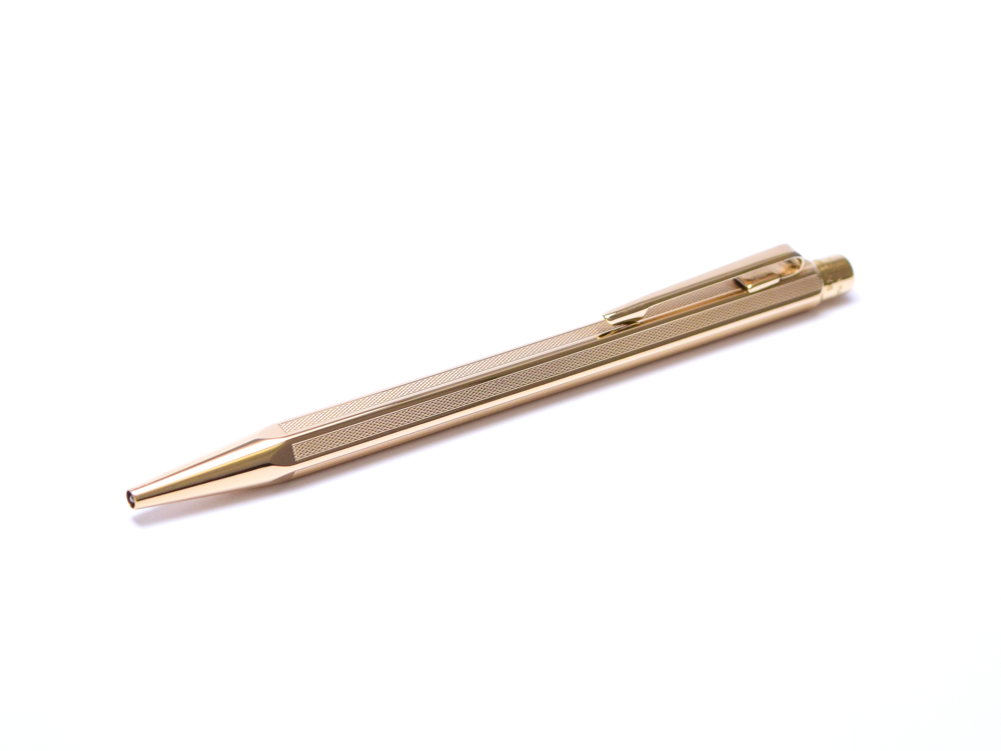 1990s Caran d'Ache ECRIDOR Hexagonal BARLEYCORN Pattern 23K Gold