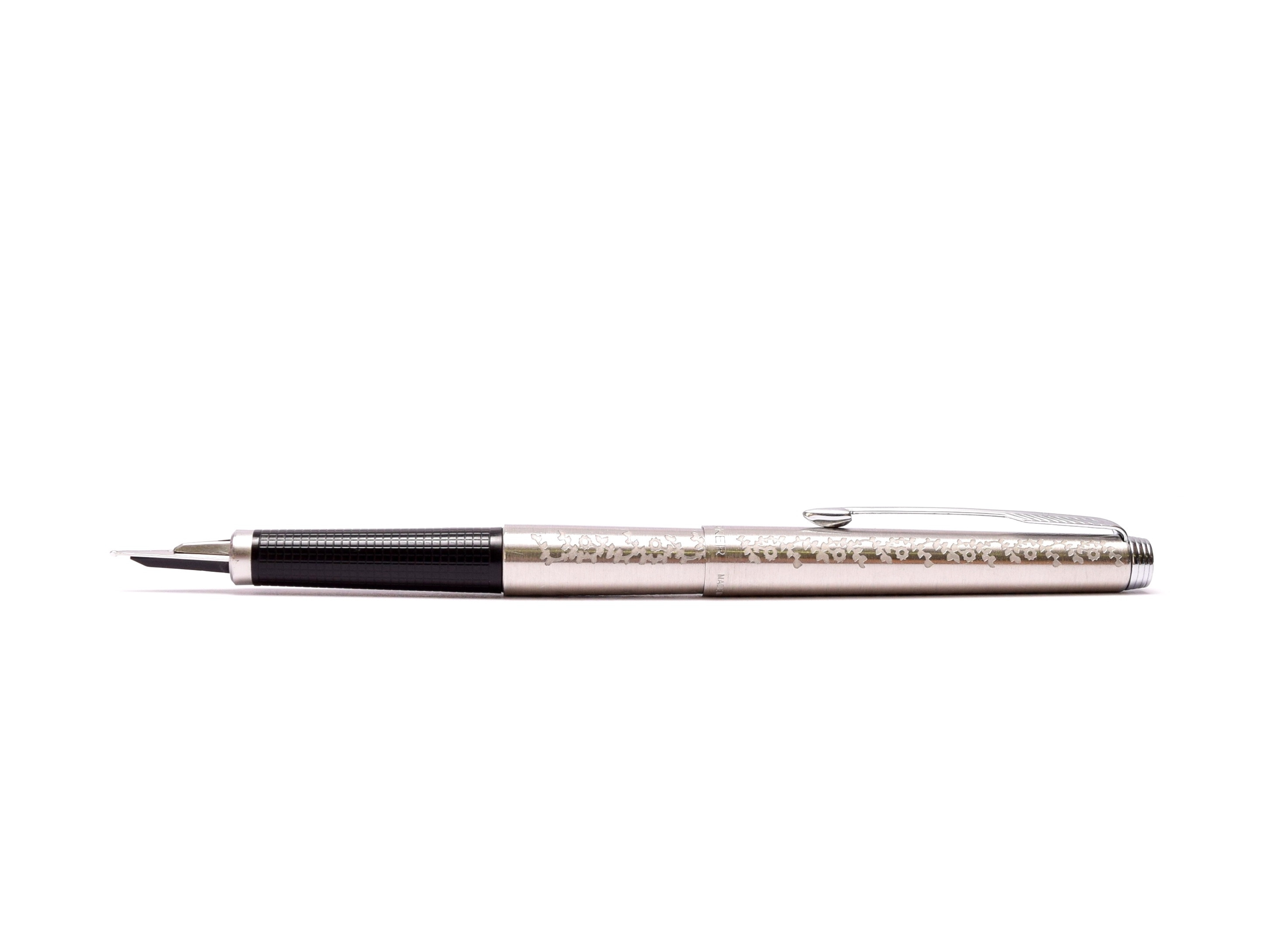 Rare Unique 1981 Parker 180 Etched Floral Engraving Matt Stainless
