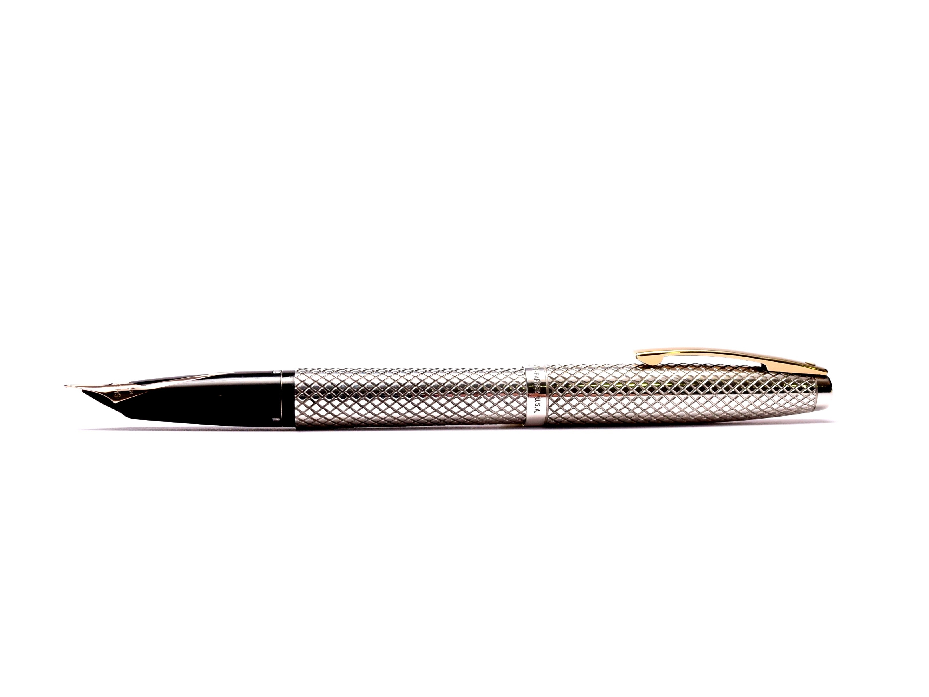 Rare Stunning 1960s Sheaffer Imperial Touchdown Diamond Mesh Solid