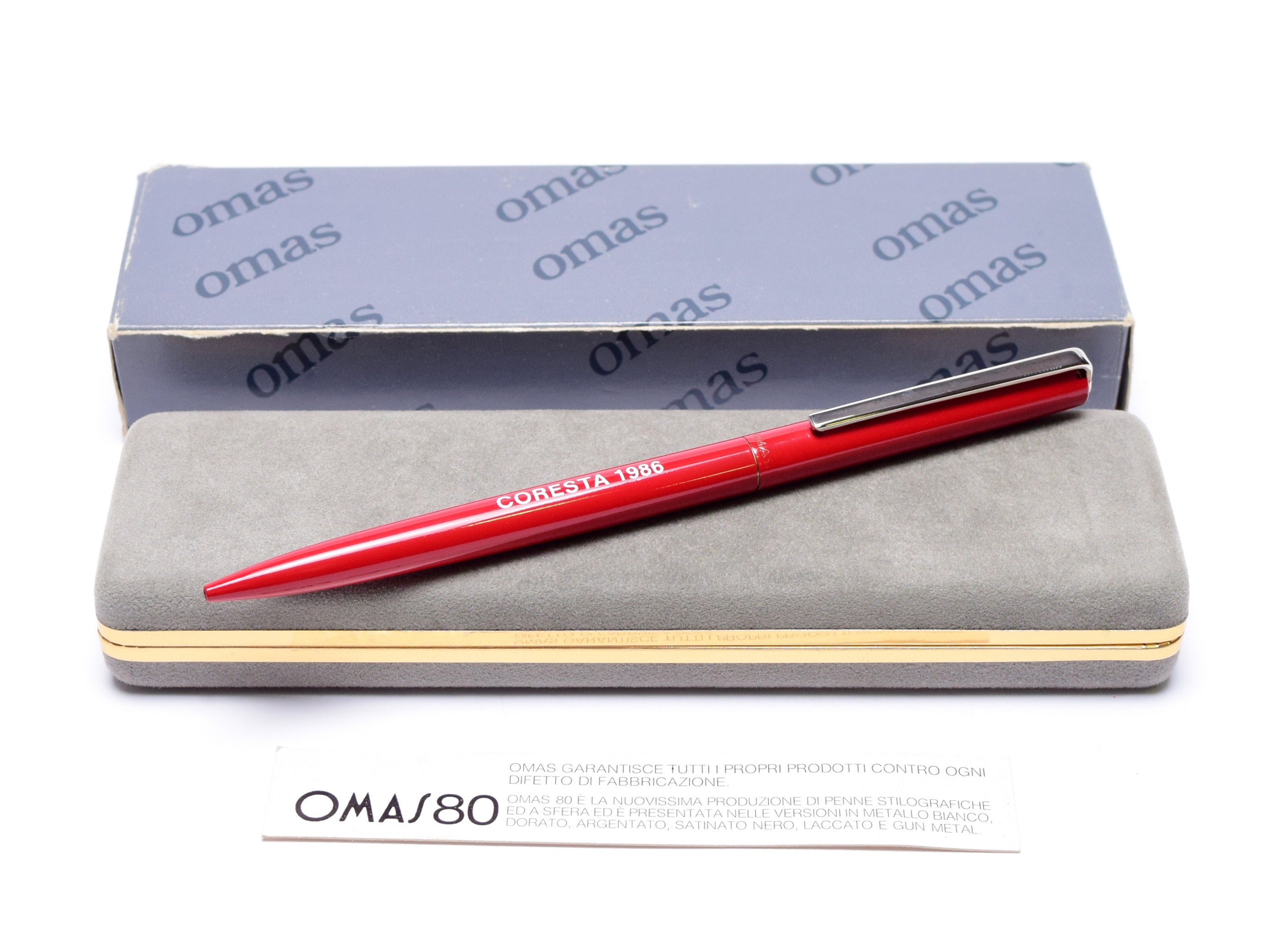 Vintage 1980s Omas 80 Red Steel Twist Mechanism Ballpoint Vintage