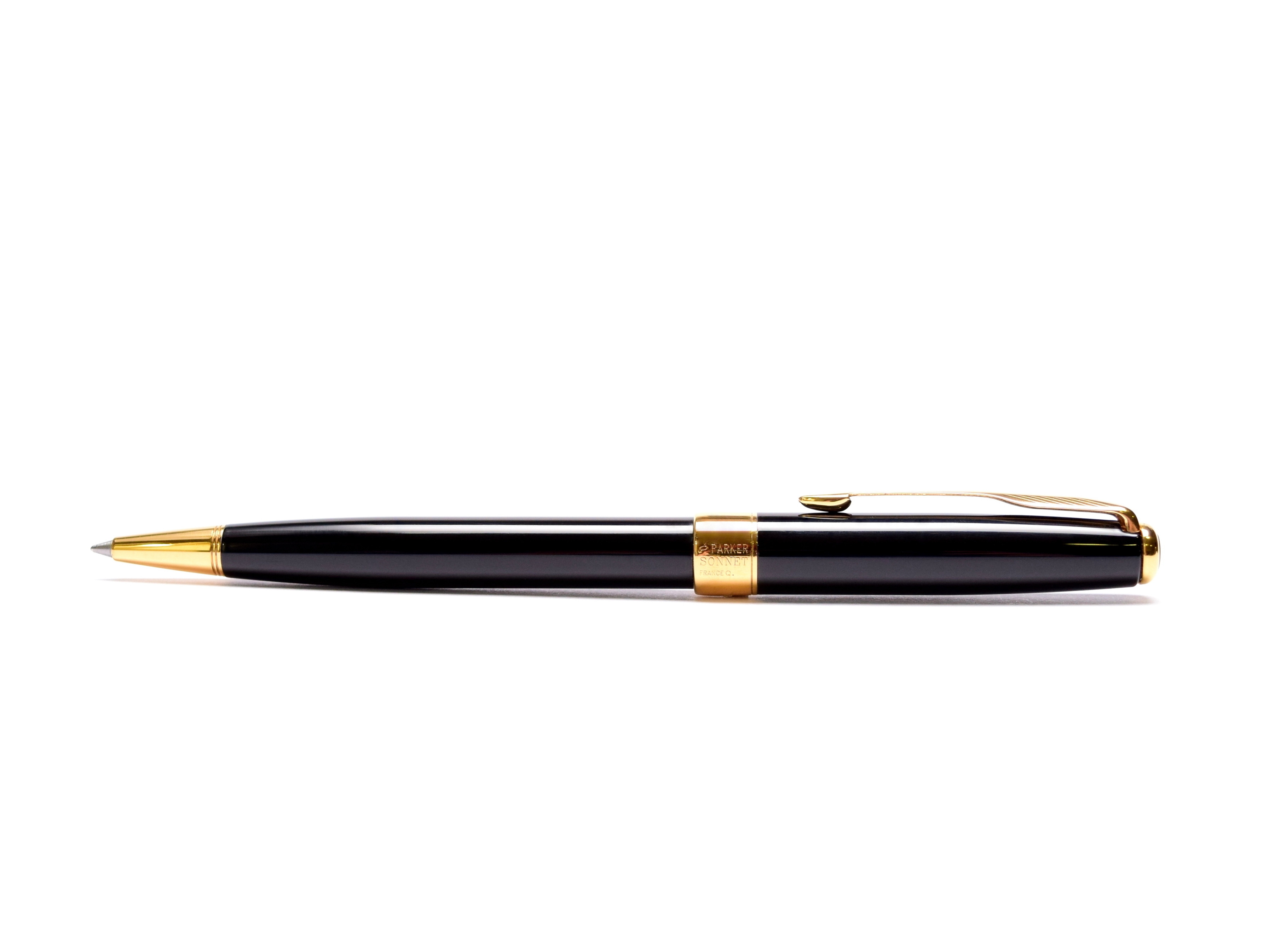 Parker Sonnet Black Lacquer & Gold Plated Trims Ballpoint Pen Made