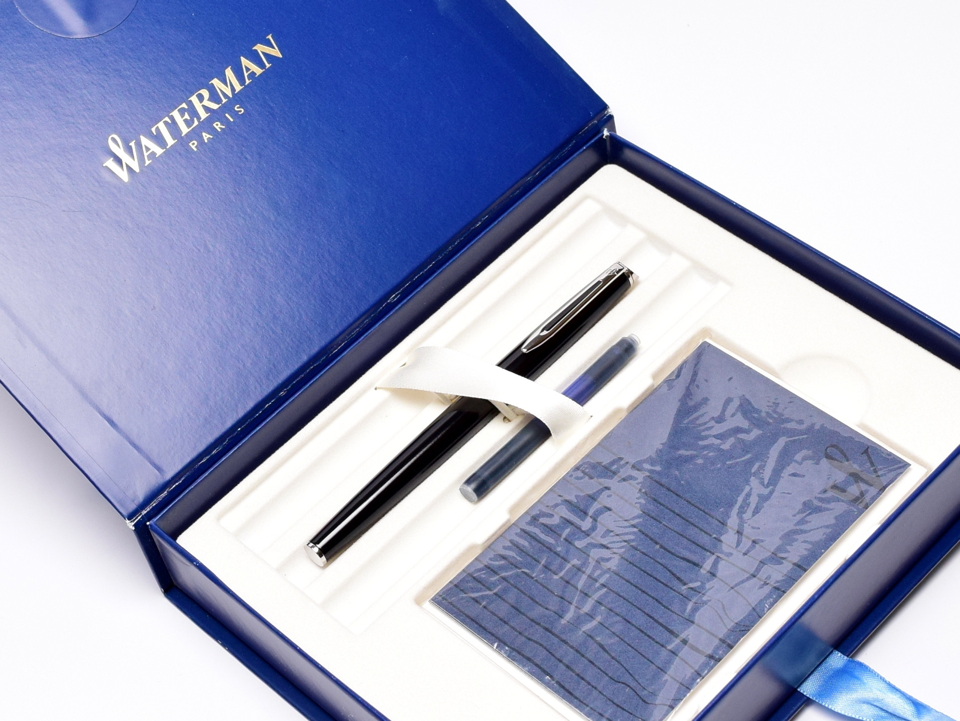 1990s Waterman Hemisphere HI France Black Lacquer & Chrome Silver