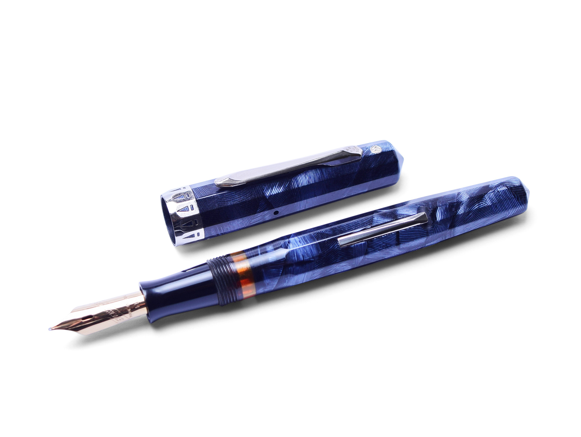 Stunning 1930s Wahl Eversharp Doric Sapphire Blue Shell & Silver