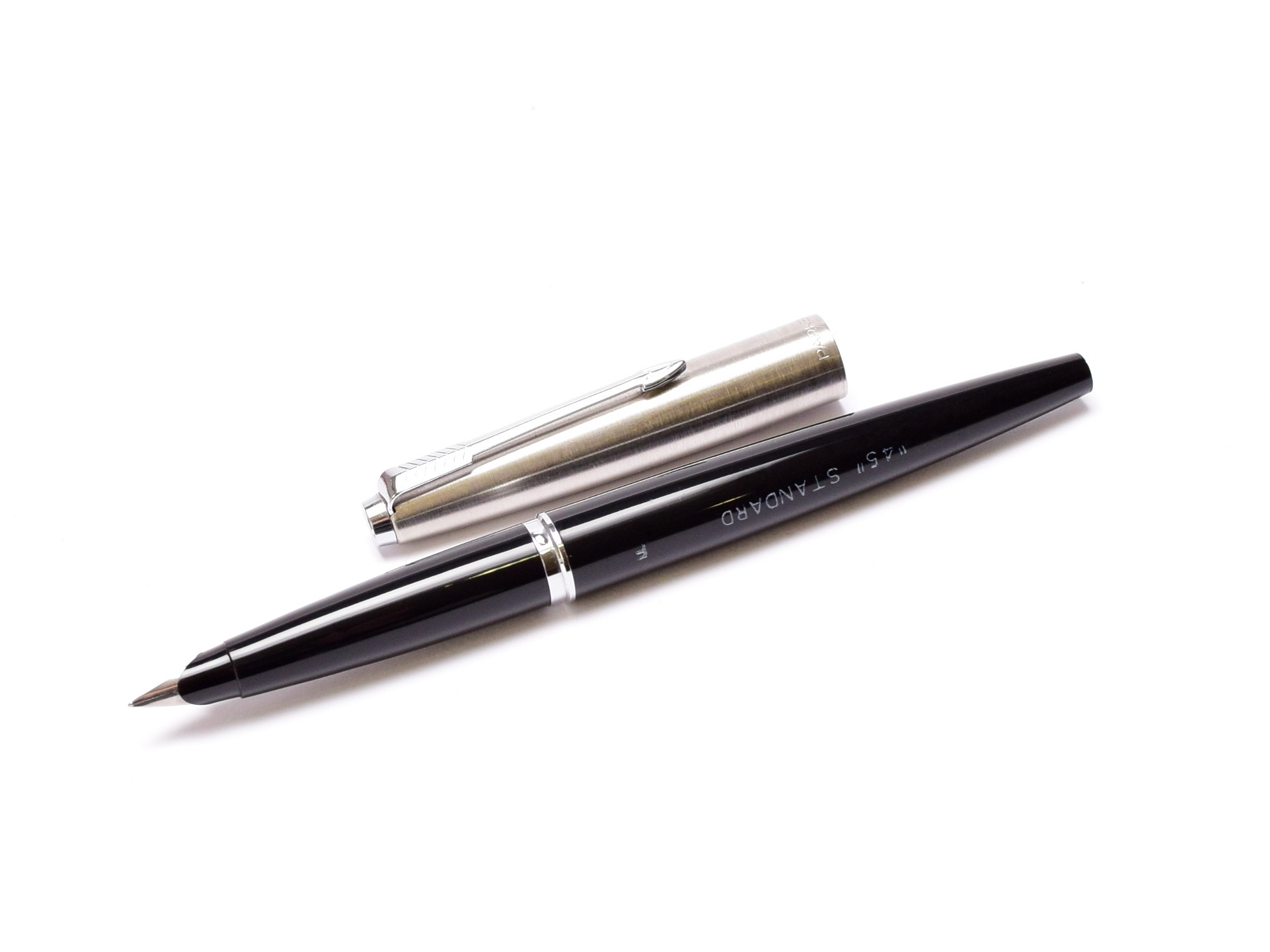 1960s PARKER 45 Standard Black & Stainless Steel Cap F Fine Nib ...