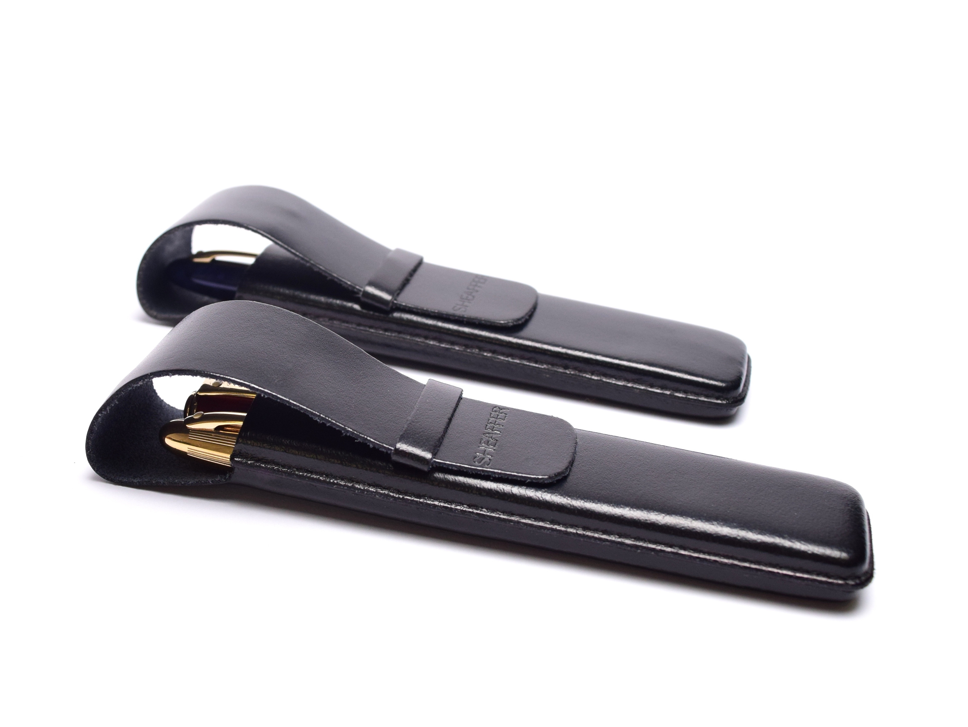 Sheaffer Black Leather Pen Case Pouch Double 