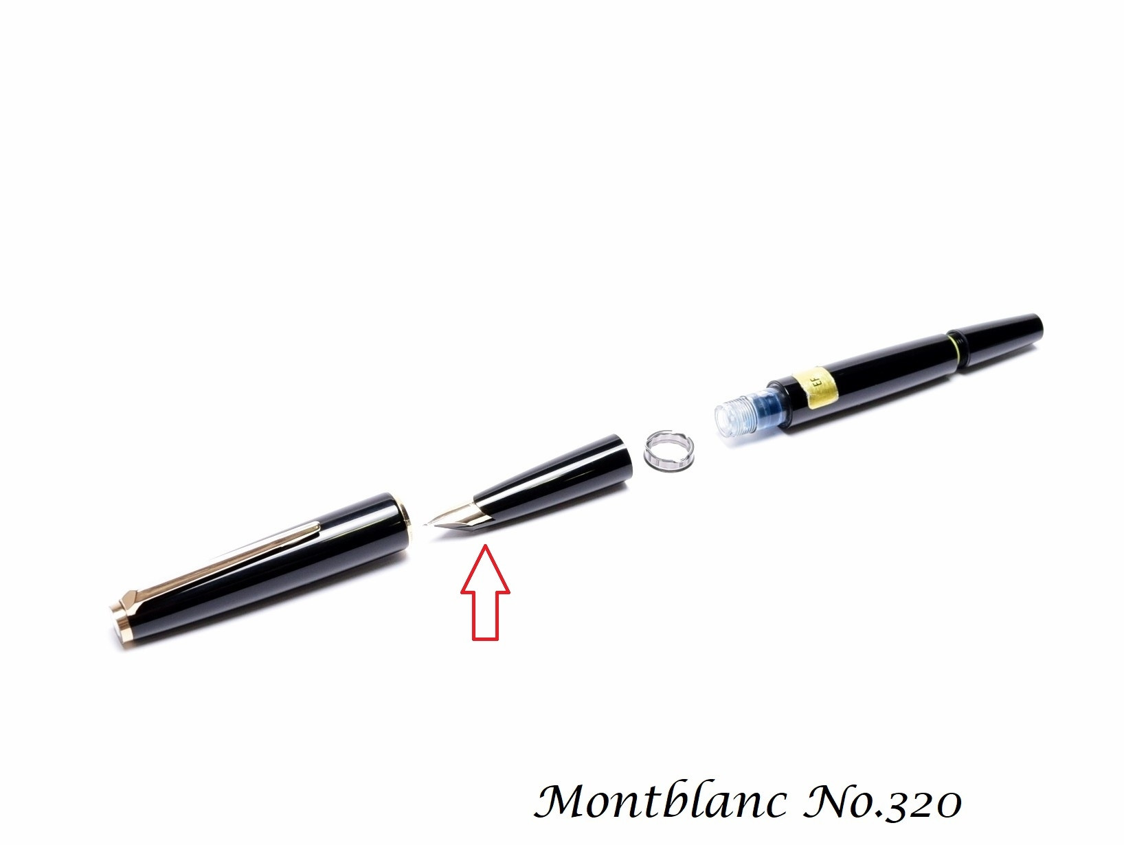 Montblanc No. 310 320 Black Resin Fountain Pen Front Section