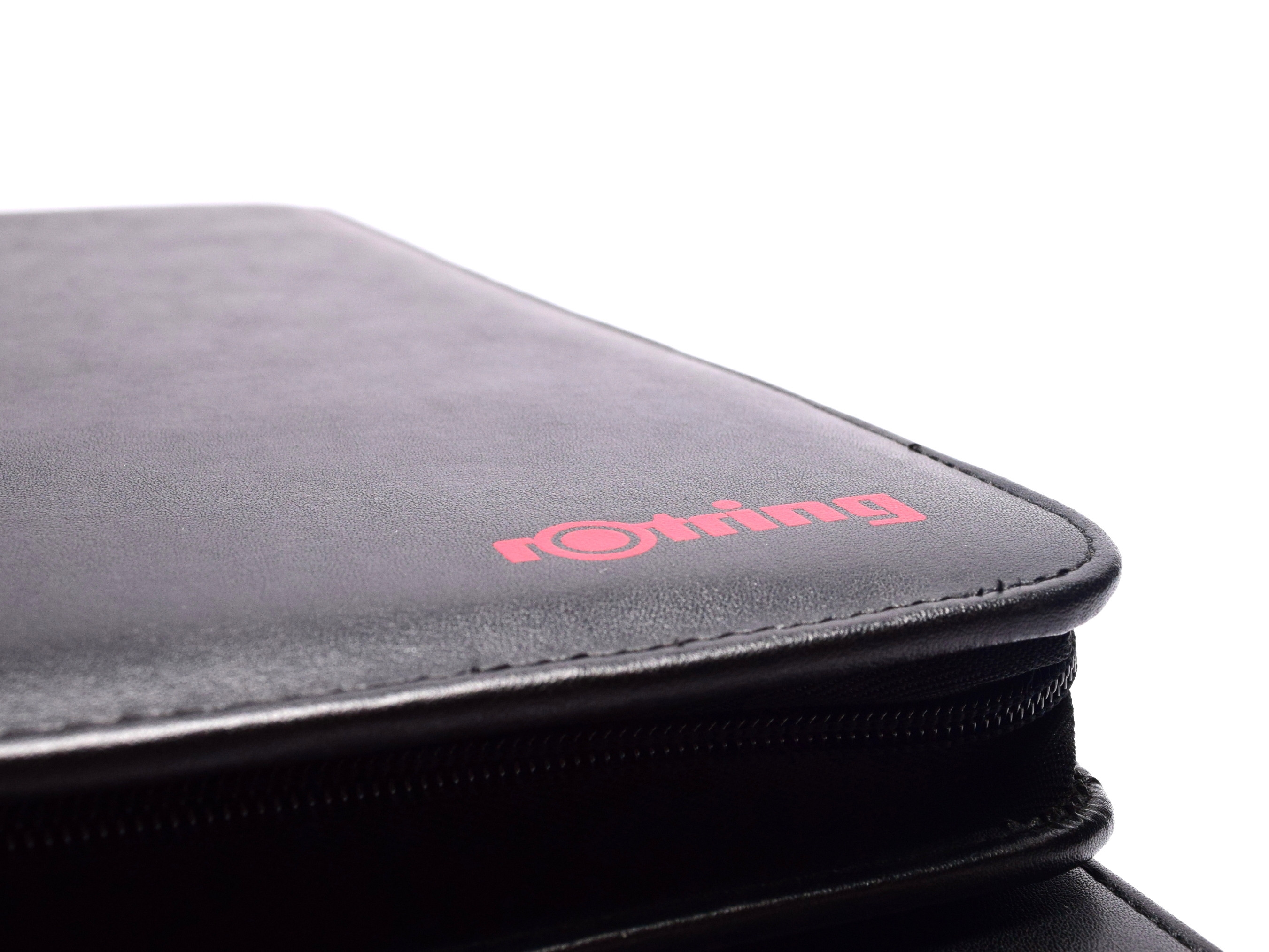Rare Rotring 48 Slots High Quality Black PU Leather Zipper Pouch
