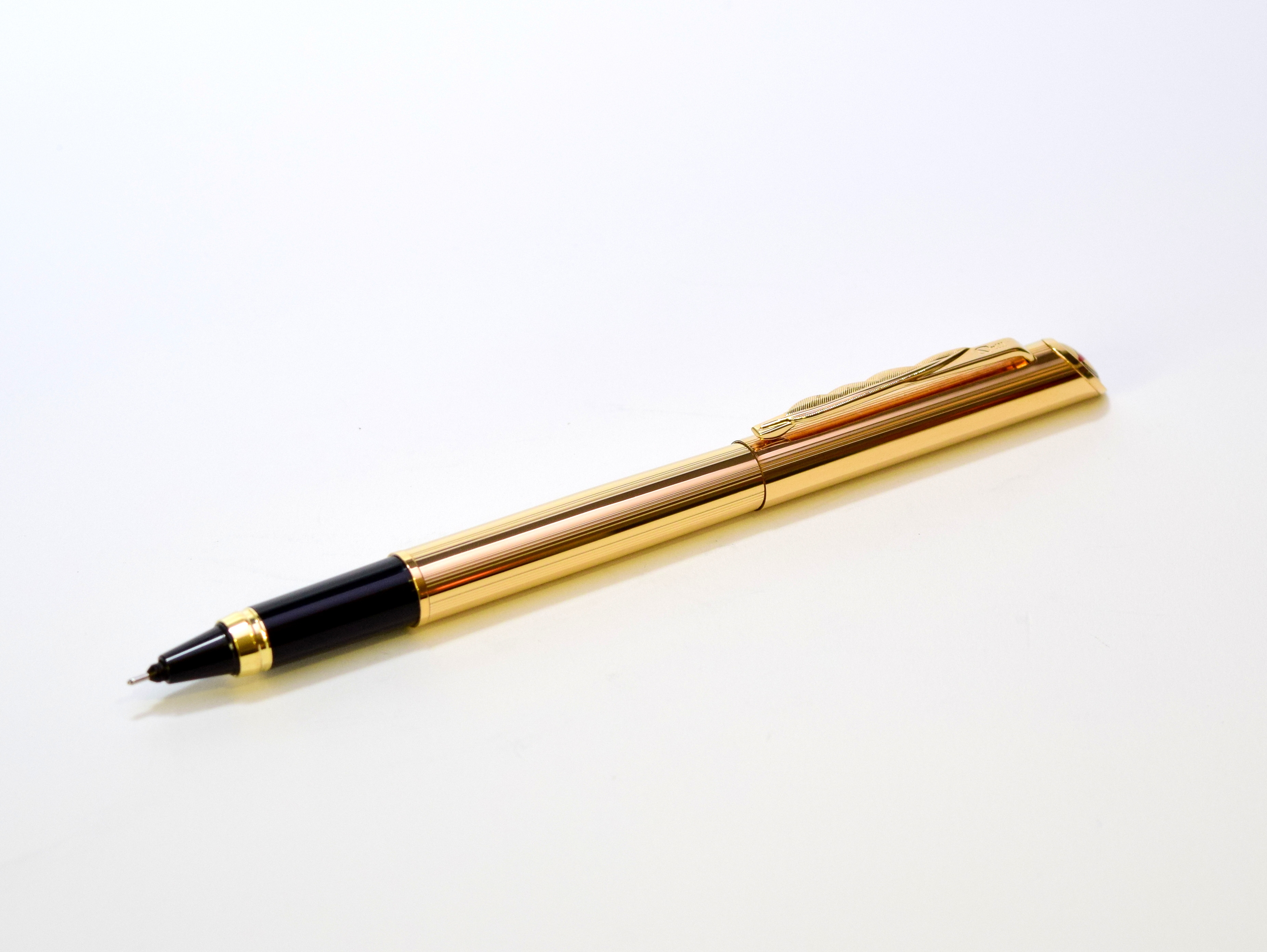 Classic Quill  Made in U.S.A Gold Tone Slim Pen & Pencil Set Black Top   AF 