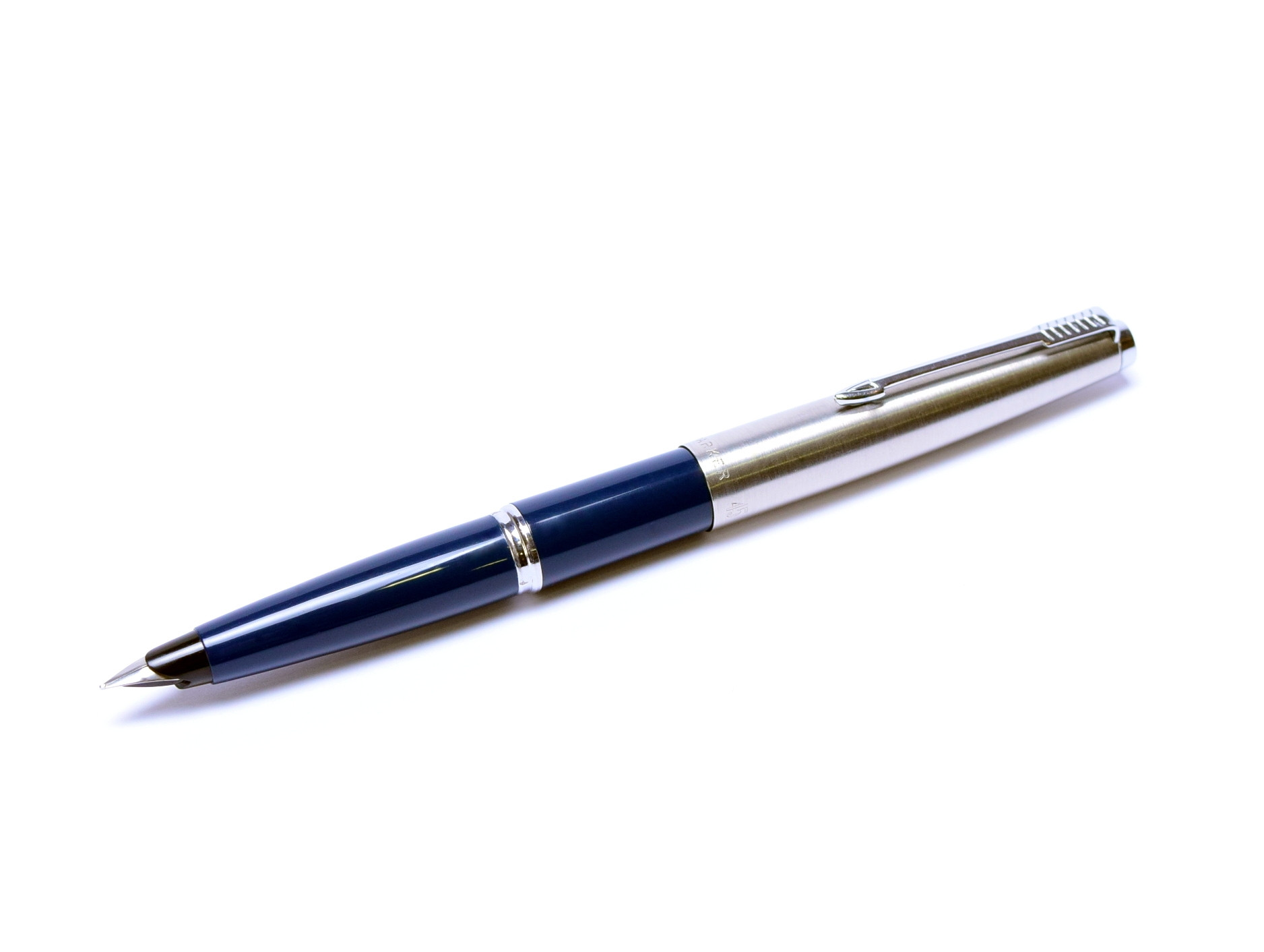 1960s Made in USA Parker 45 Student Dark Navy Blue & Steel F Nib 