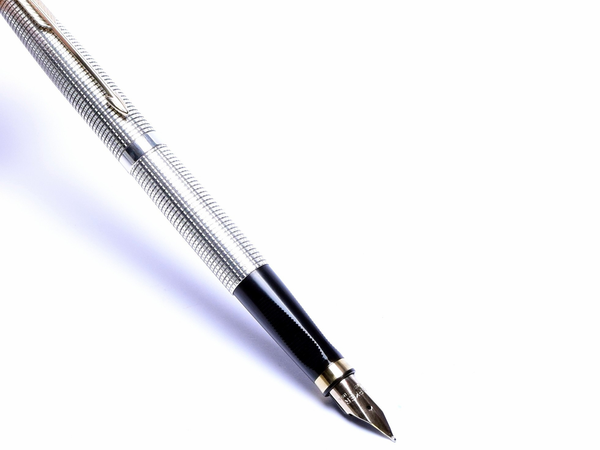 1966 PARKER 75 USA Solid 925 Sterling Silver Crosshatch Cisele