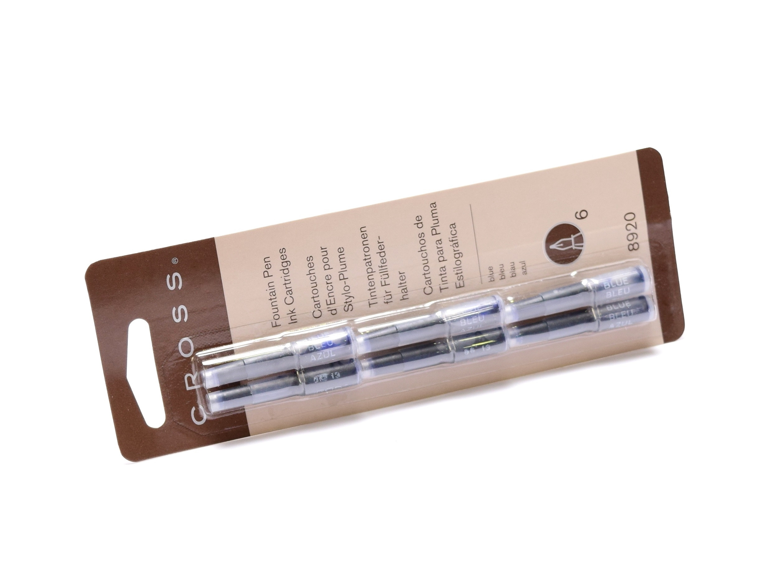 New Authentic Genuine CROSS 8920 6 Pack BLUE Noir Proprietary Fountain Pen Ink Cartridges