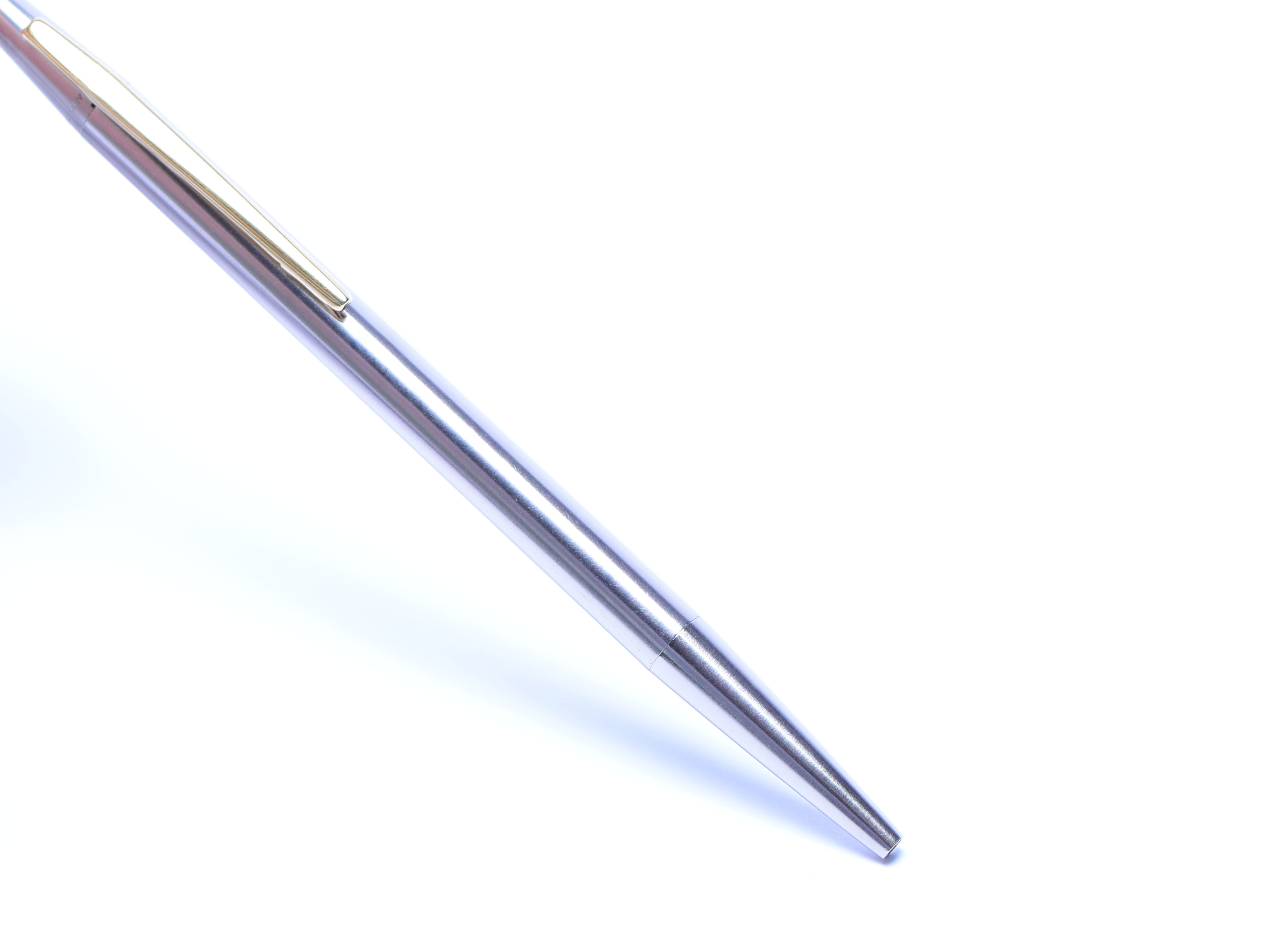 1970s Montblanc Noblesse Oblique Slimline Matte Stainless Steel Push