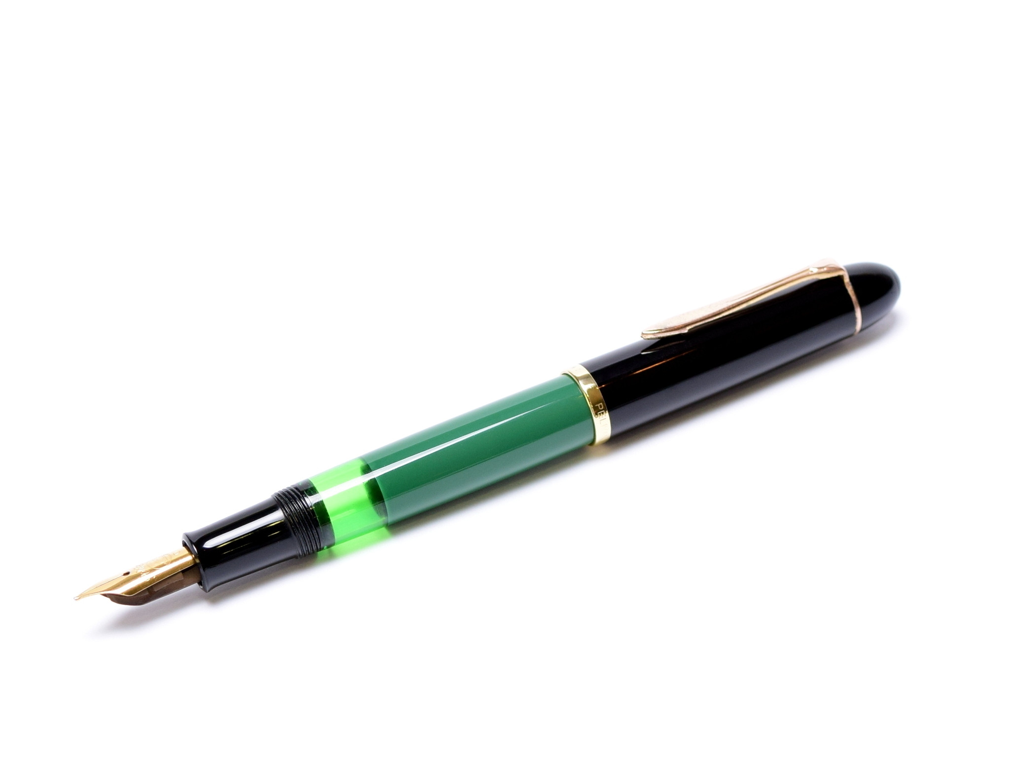 Vintage 1955 Pelikan 120 Type I Black & Green Rare O Nib Piston
