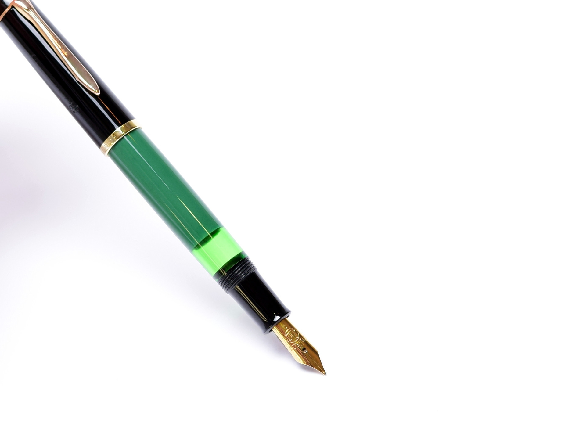 Vintage 1955 Pelikan 120 Type I Black & Green Rare O Nib Piston