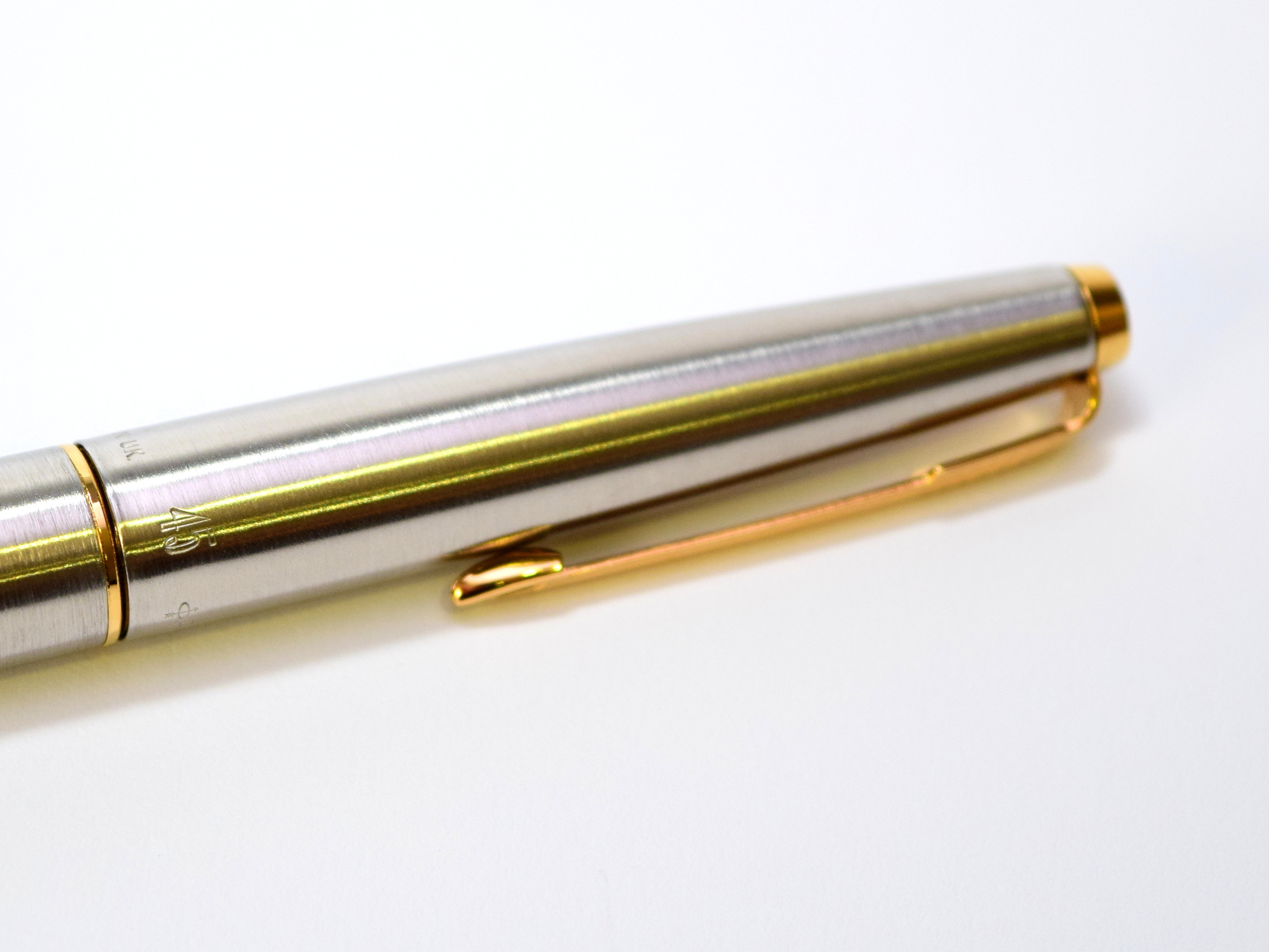 1970s Second Generation PARKER 45 Flighter UK Brushed Steel & Gold M ...