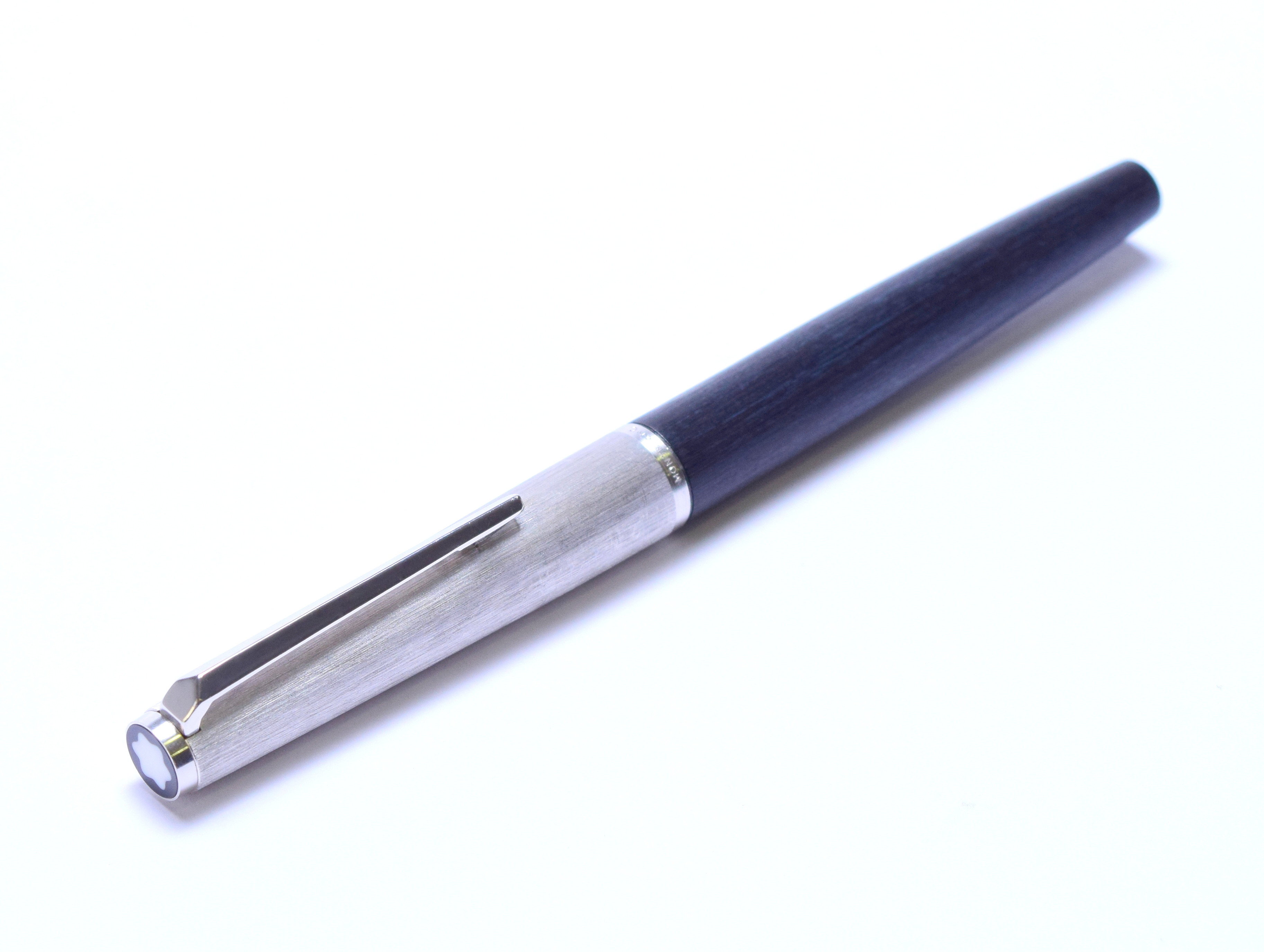 1960s MONTBLANC No.225 Matte Grey Brushed Silver 14K White Gold F