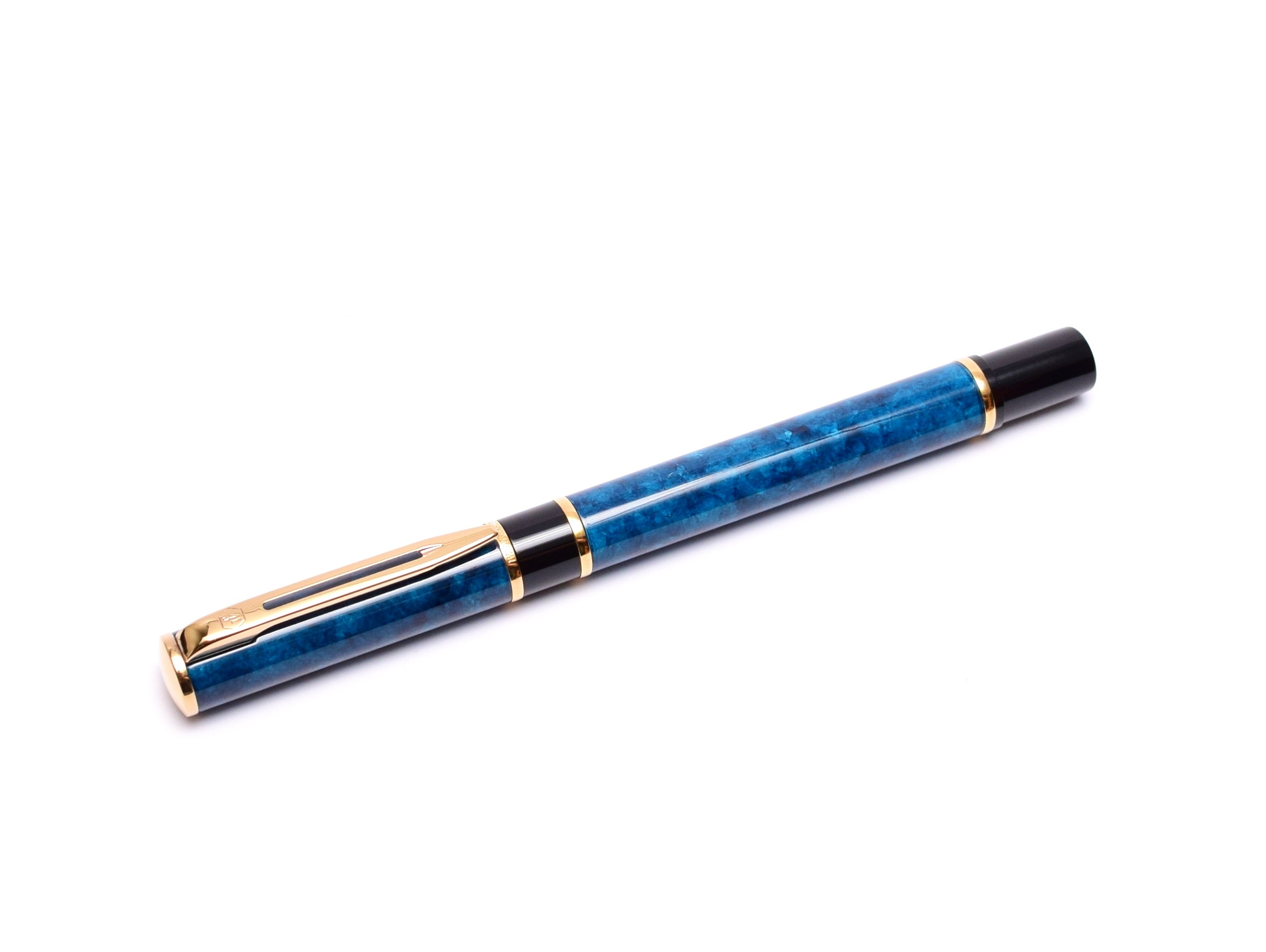Waterman Laureat Royal Blue Marble Lacquer w/ Gold Trim M Medium Nib