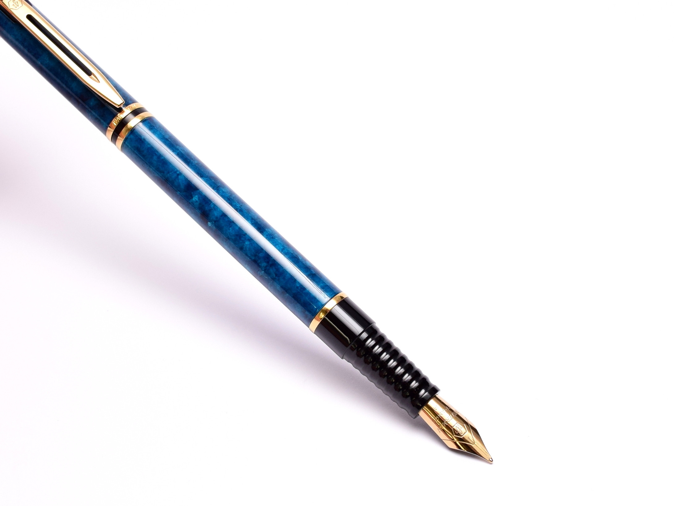 Waterman Laureat Royal Blue Marble Lacquer w/ Gold Trim M Medium Nib