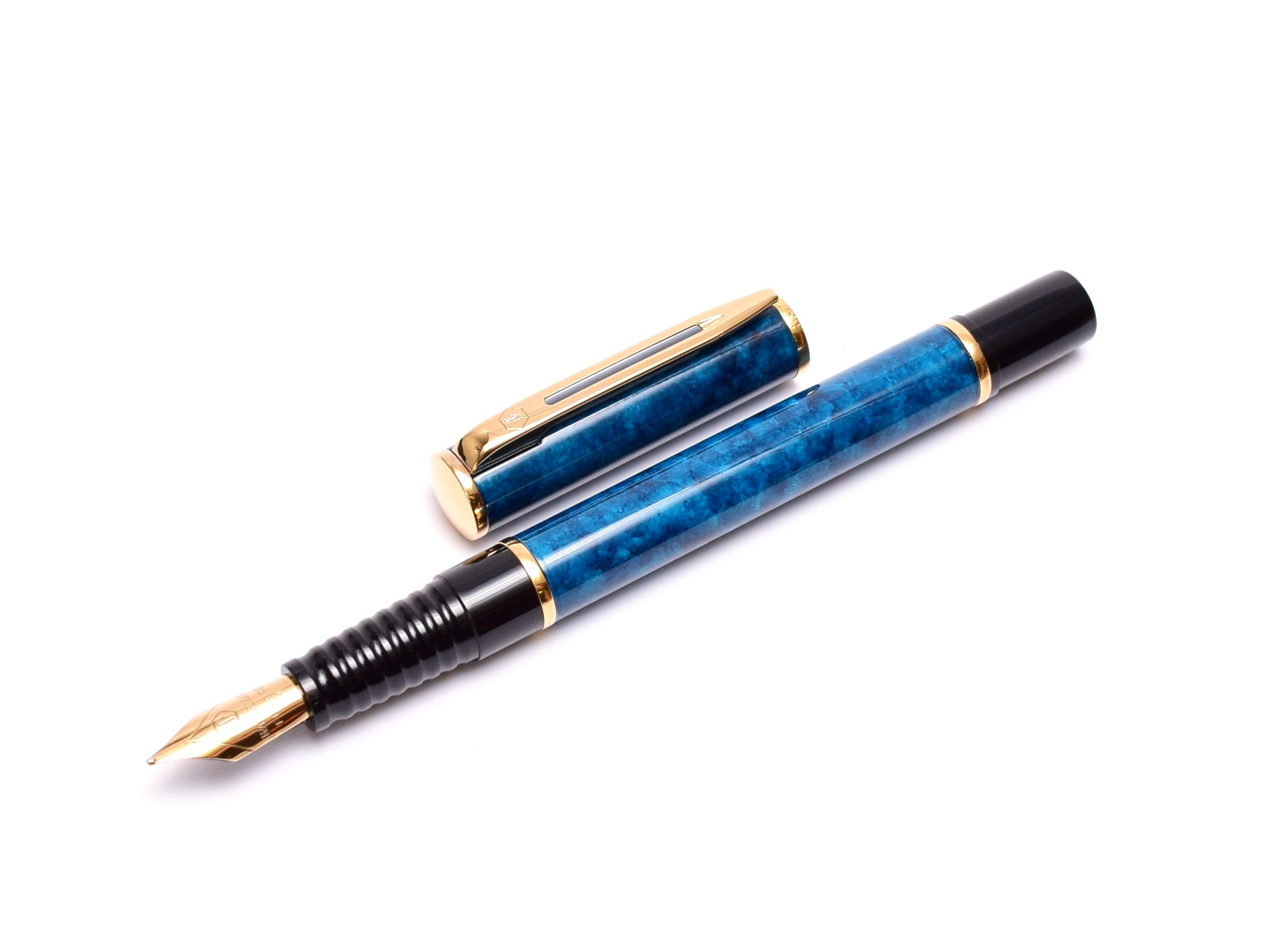 Waterman Laureat Royal Blue Marble Lacquer w/ Gold Trim M Medium 