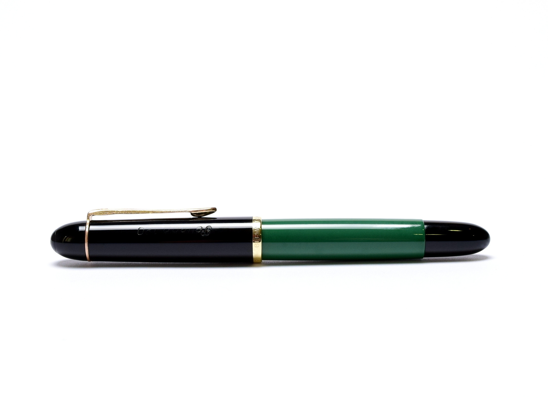 Vintage 1955 Pelikan 120 Type I Black & Green Rare O Nib Piston