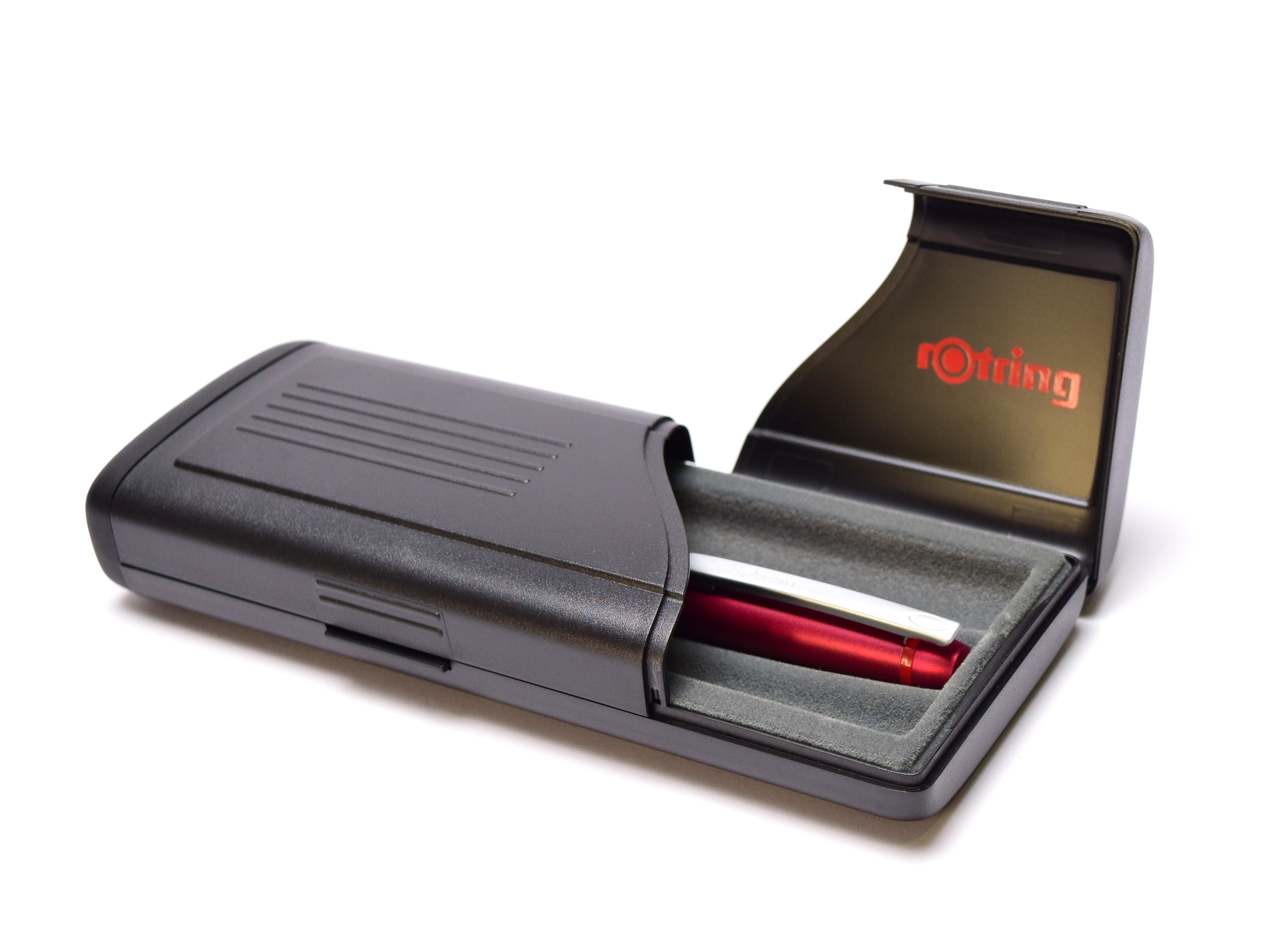 Rare Unique Black Rotring High Quality Two Lids Pen Case Box for 1 2 or