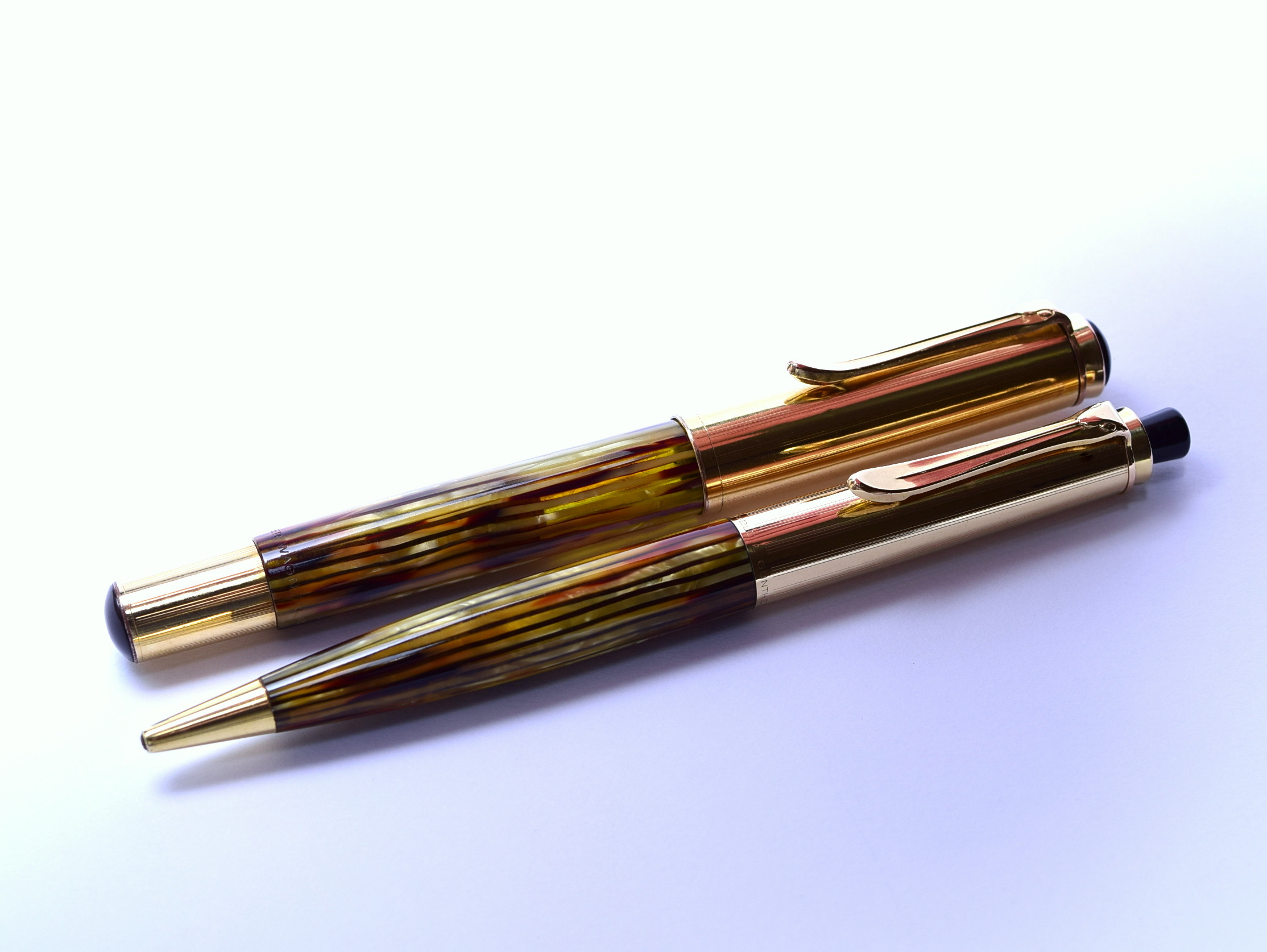 Original 1951 PELIKAN 500 & 550 Rolled Gold Fully Flexible 14K