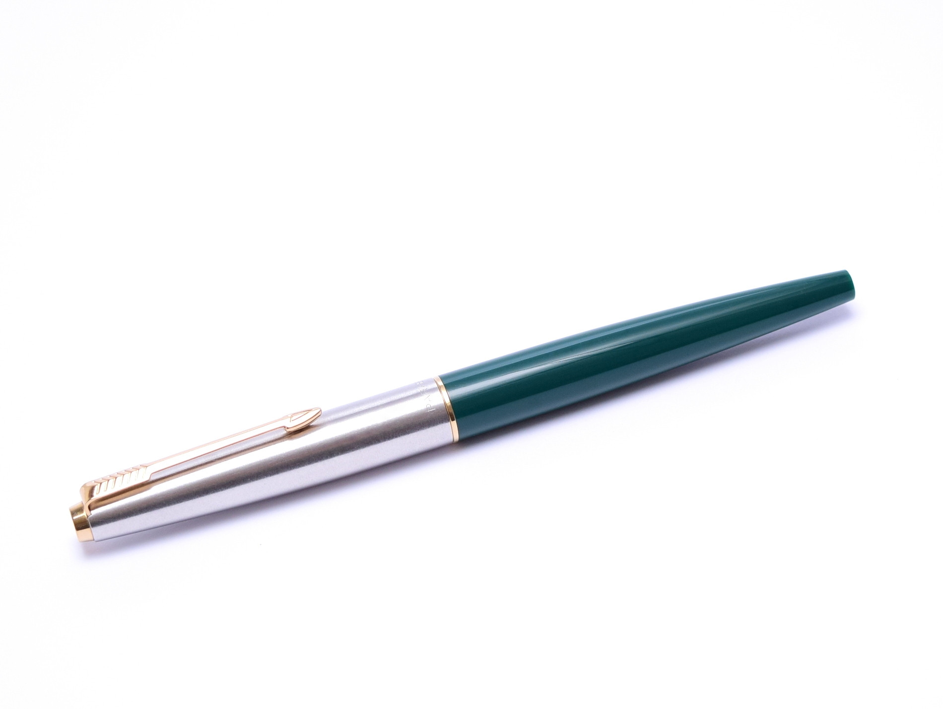 1960s Made in USA PARKER 45 Teal Green & Brushed Steel F Nib