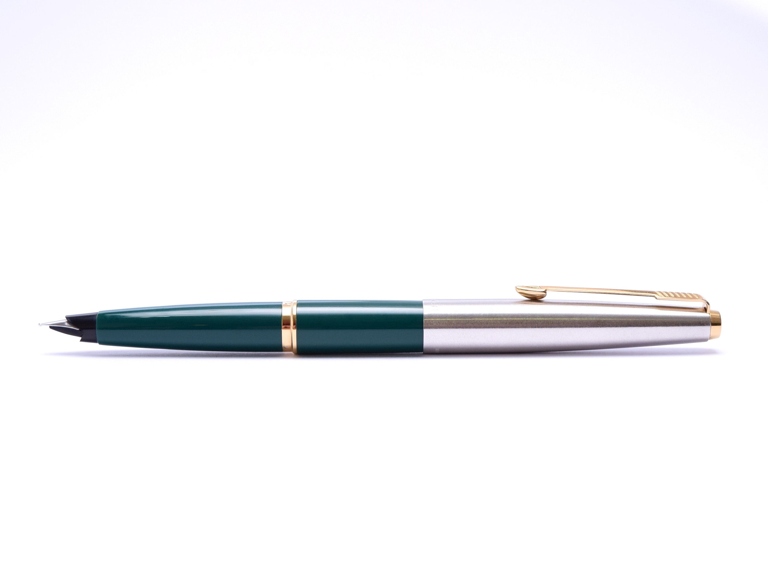 1960s Made in USA PARKER 45 Teal Green & Brushed Steel F Nib