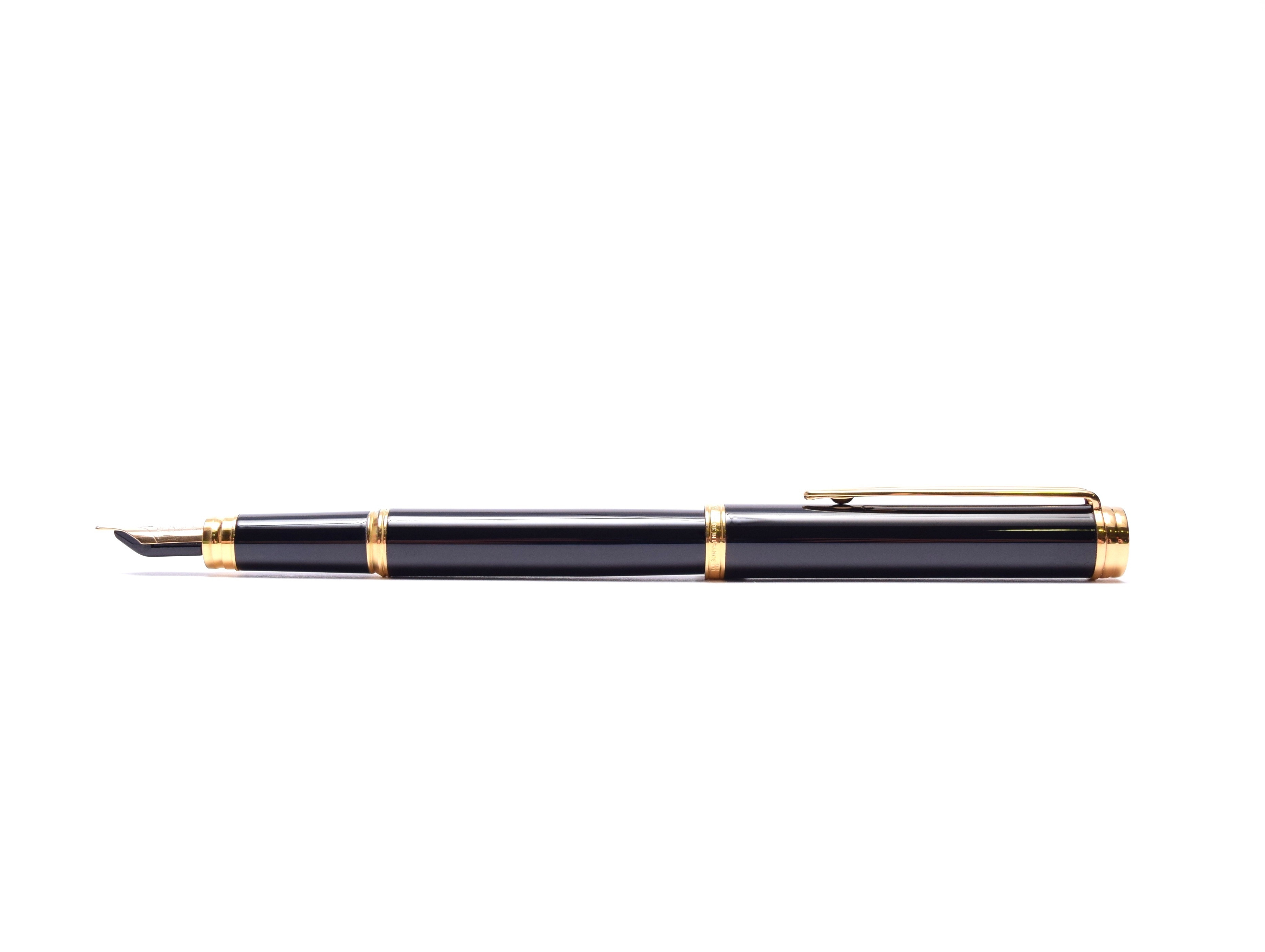 1990s WATERMAN Ideal Gentleman Black Lacquer & Gold 18K F Flex Nib