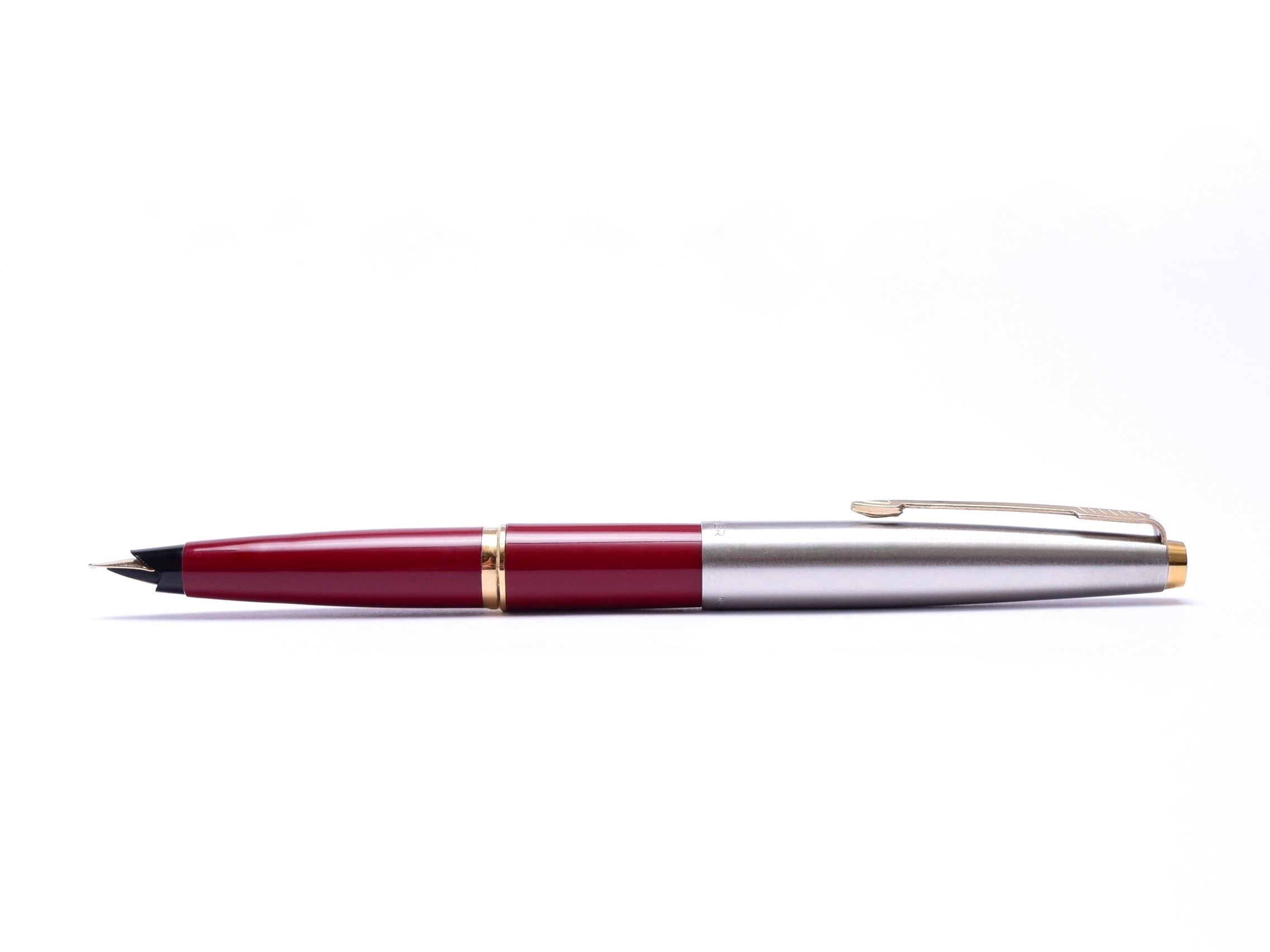 1960s Made in England PARKER 45 Burgundy Red & Stainless Steel F