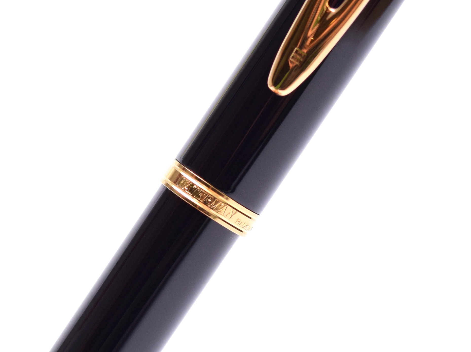 1990s WATERMAN Ideal Gentleman Black Lacquer & Gold 18K F Flex Nib