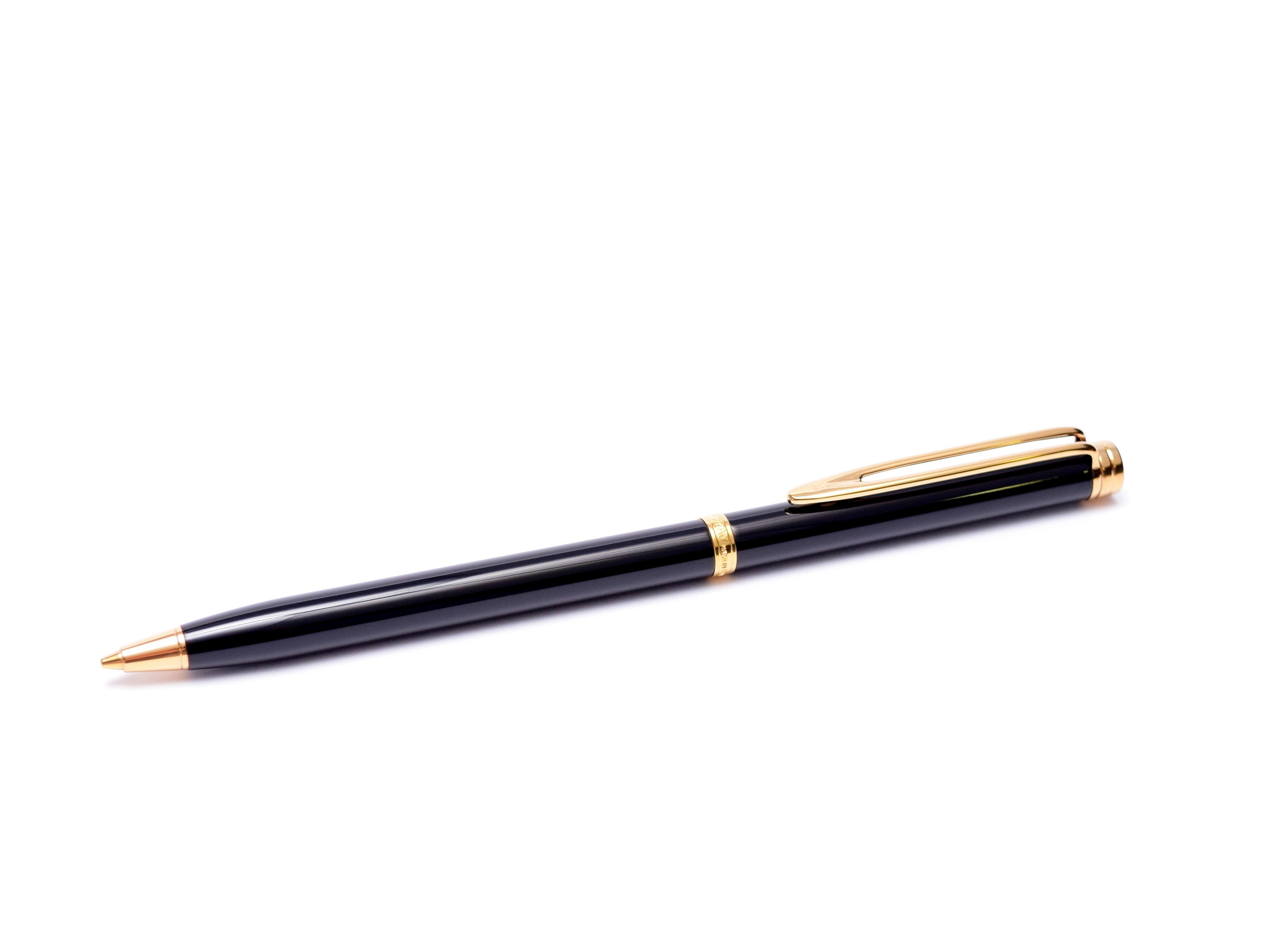 1990s WATERMAN Ideal Gentleman Black Lacquer & Gold 18K F Flex Nib