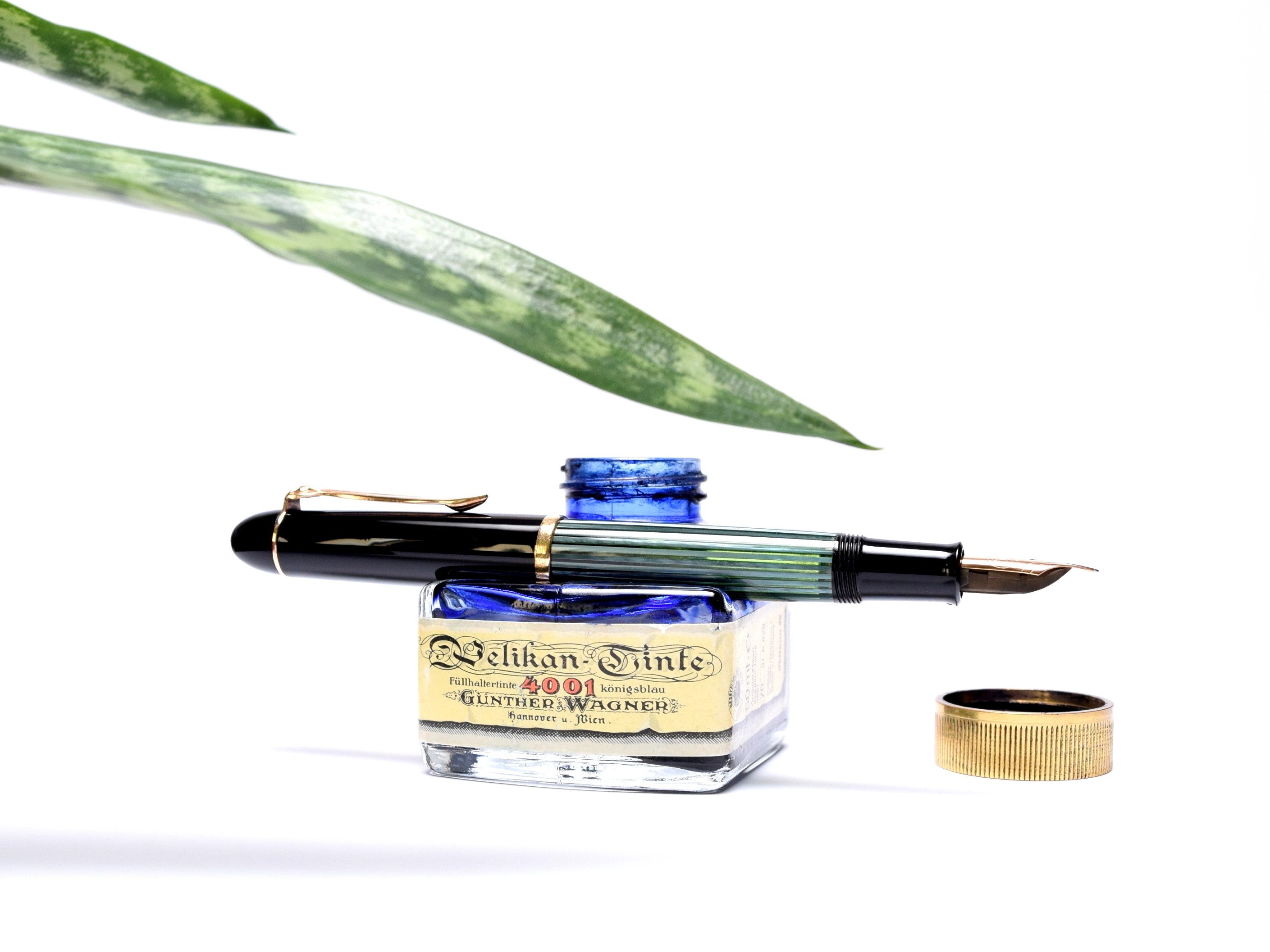 1956 Pelikan 140 Tortoise Green Striped Gunther Wagner 14K Gold