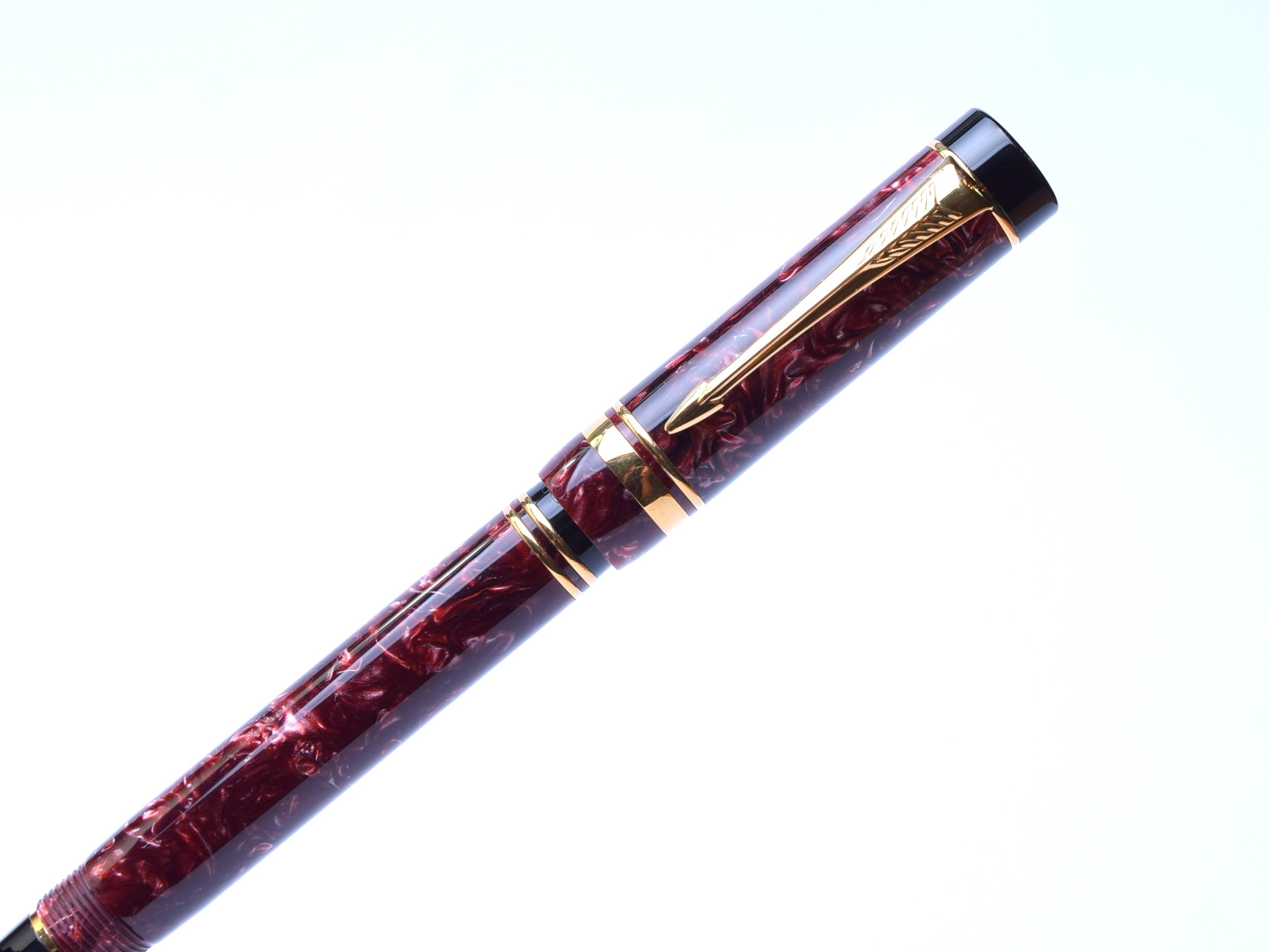 1990 PARKER Duofold International Centennial Red Marble 18K