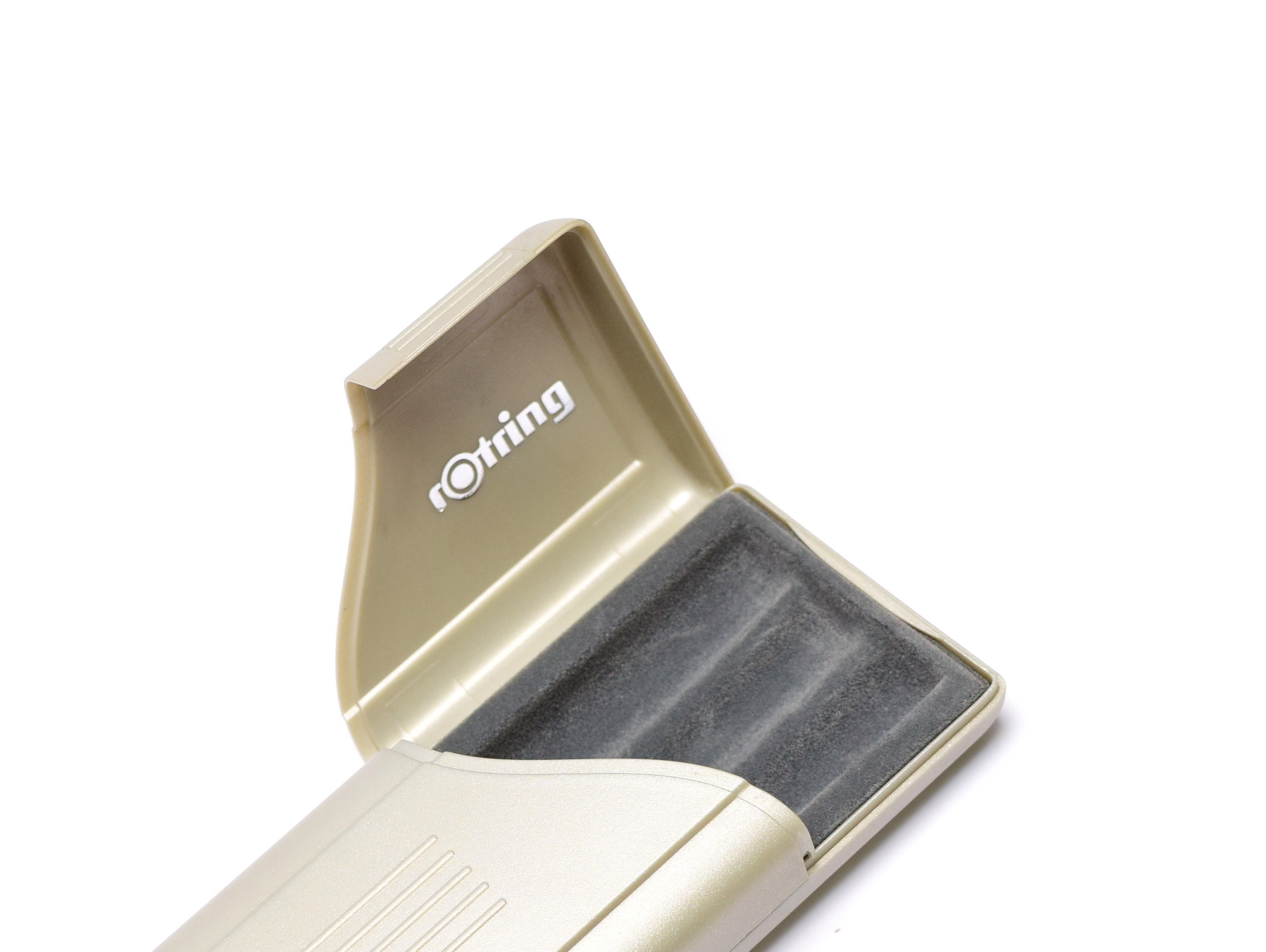 Rare Unique Silver Rotring High Quality Travel Two Lids Pen Case Box