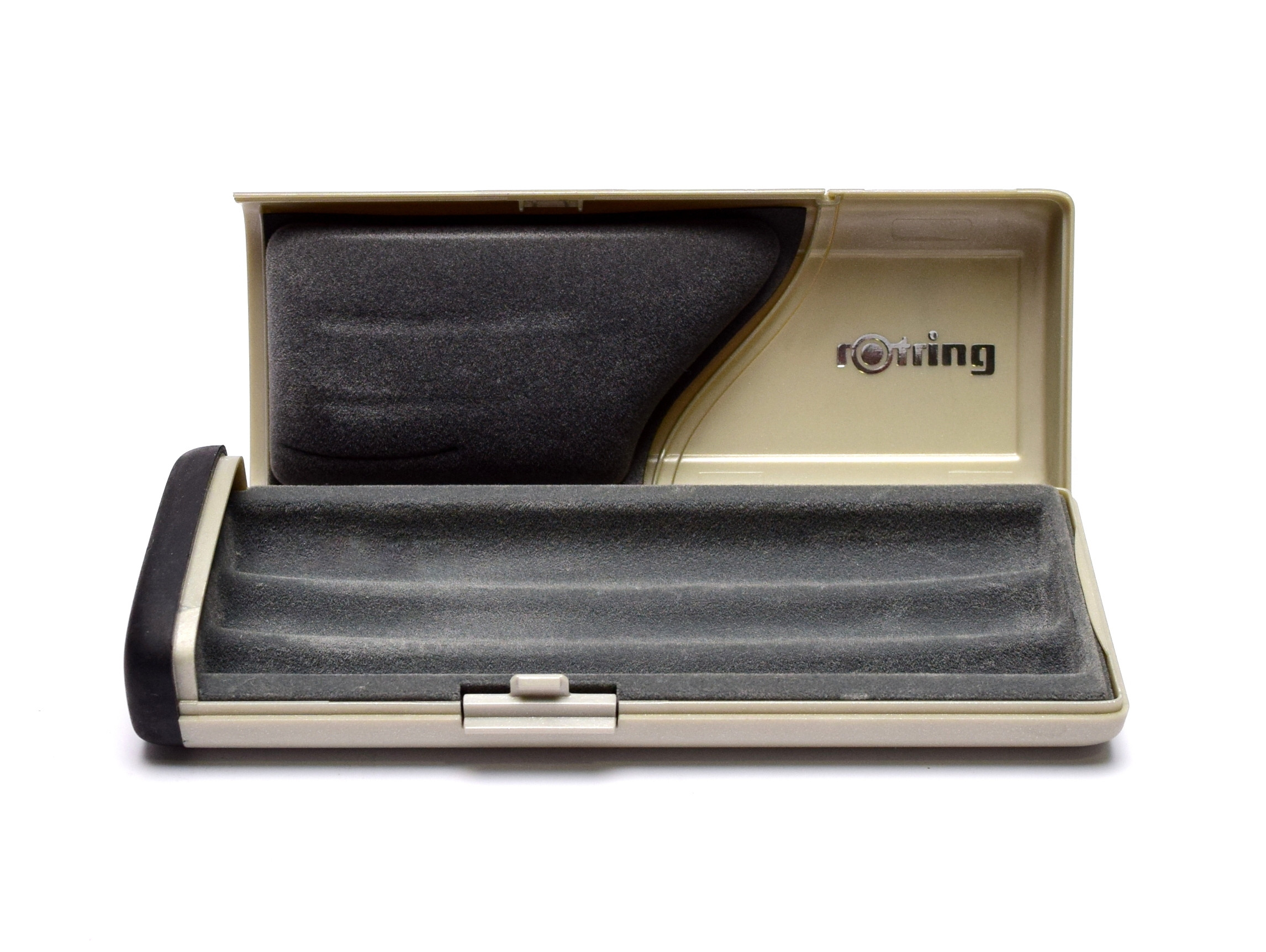 Rare Unique Silver Rotring High Quality Travel Two Lids Pen Case Box