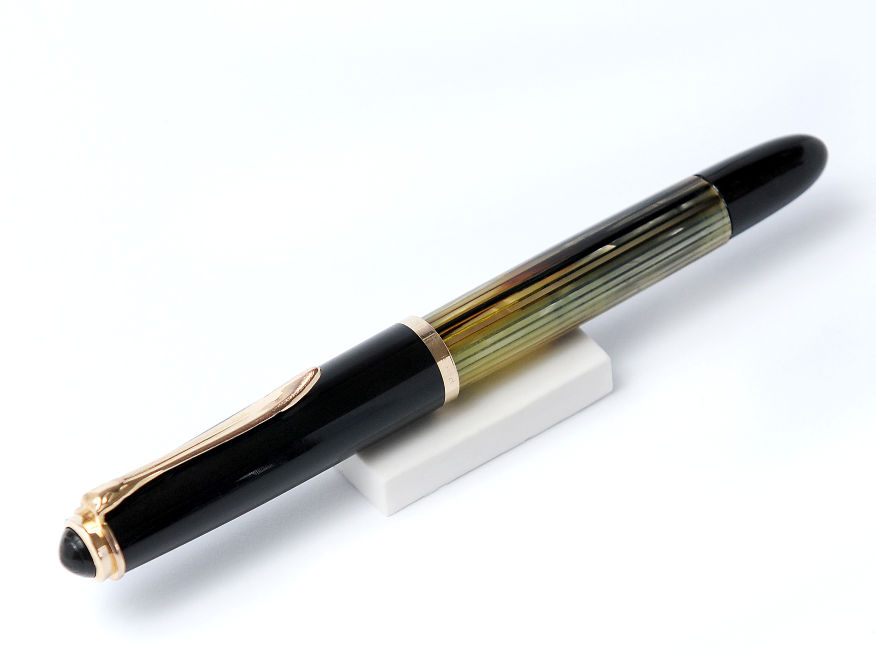 Stylo Plume Pelikan 400NN Vert Rayé - Plume Or 14C 585 - Vintage Allemagne
