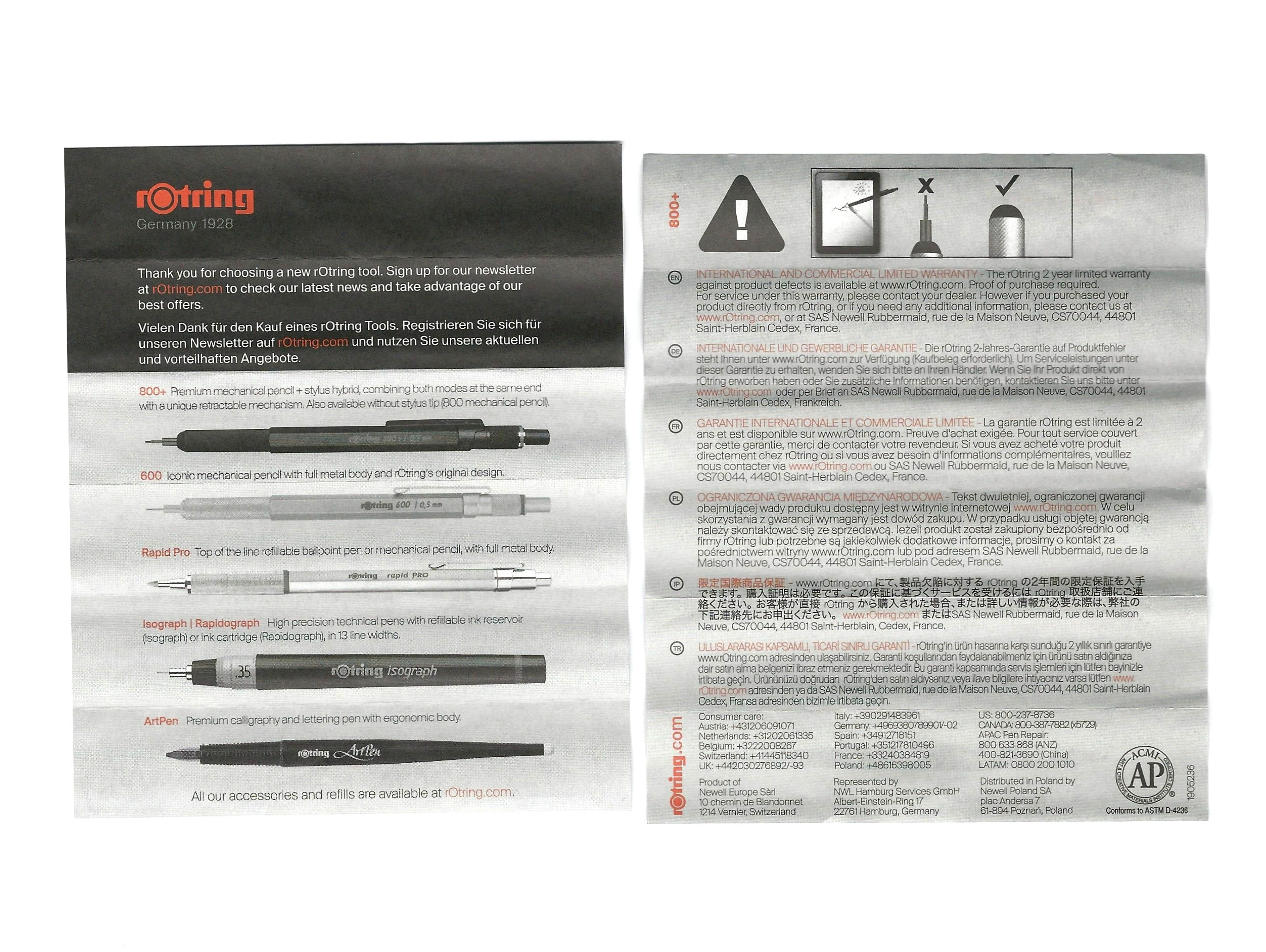 Vintage Rotring Artpen Calligraphy 1.5mm Nib Fountain Pen NOS In Carton ...